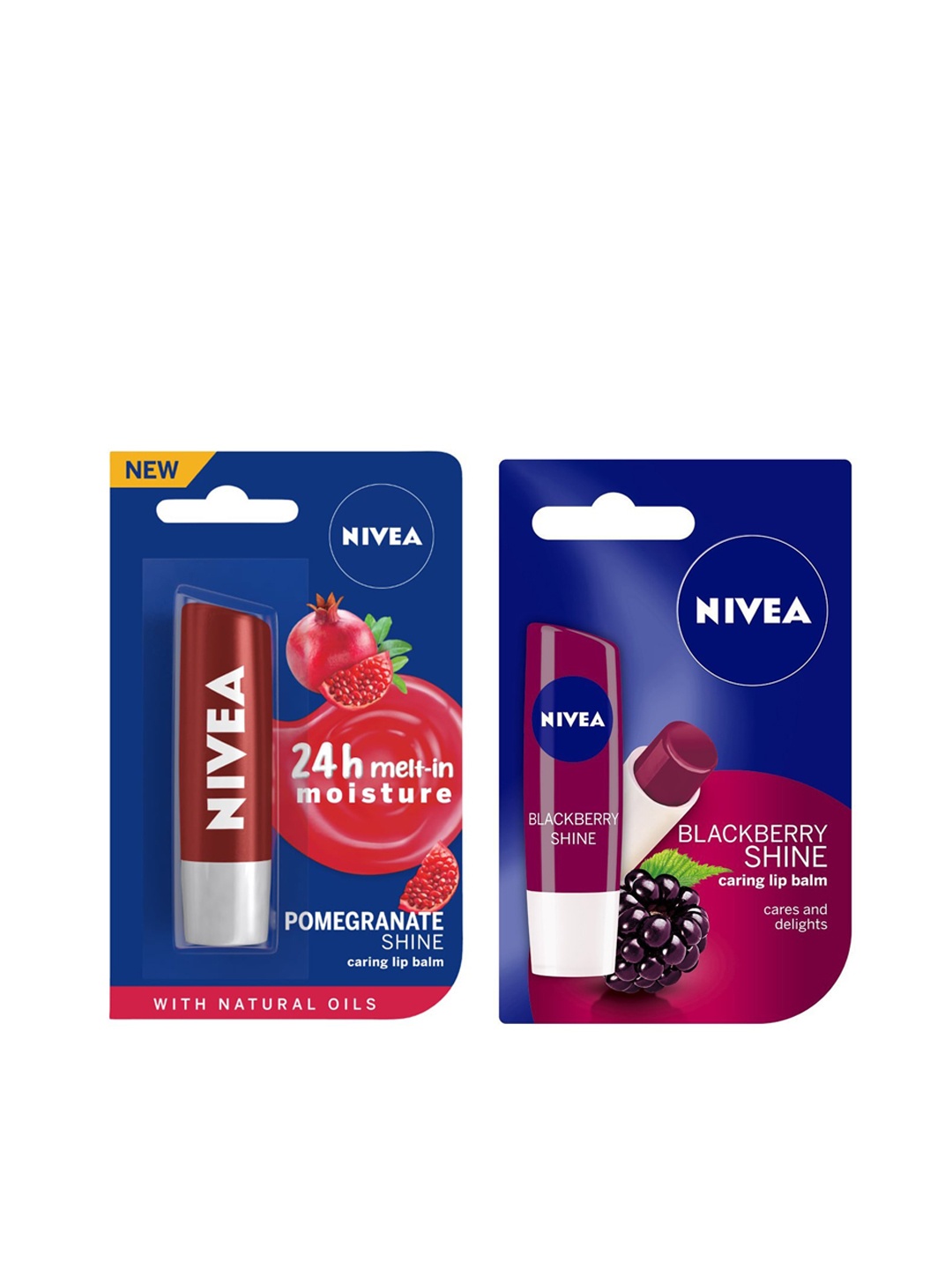 

Nivea Set of Pomegranate Shine & Blackberry Shine Caring Lip Balms, Maroon