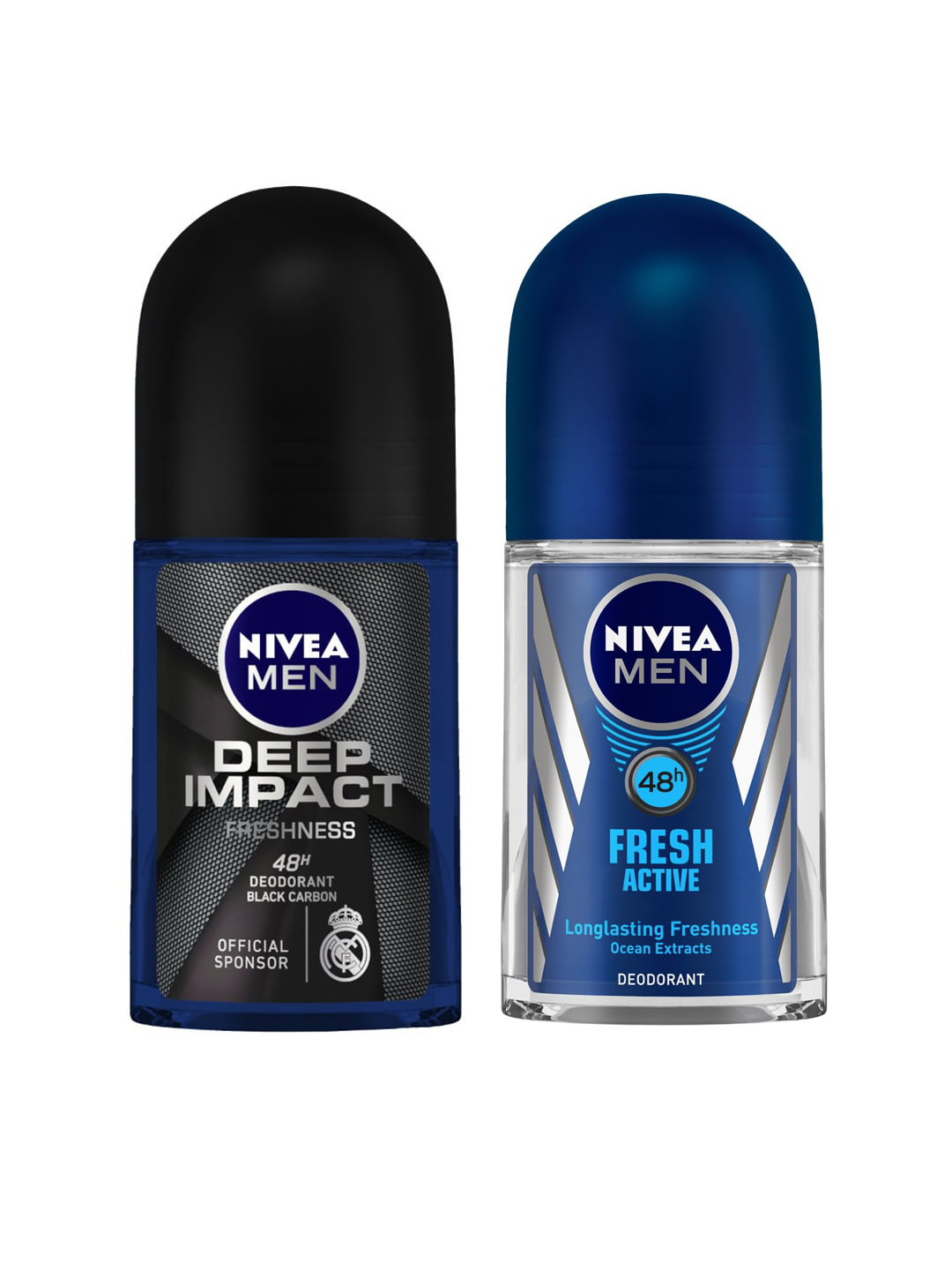 

Nivea Men Set of Deep Impact & Fresh Active Roll-On Deodorants, Black