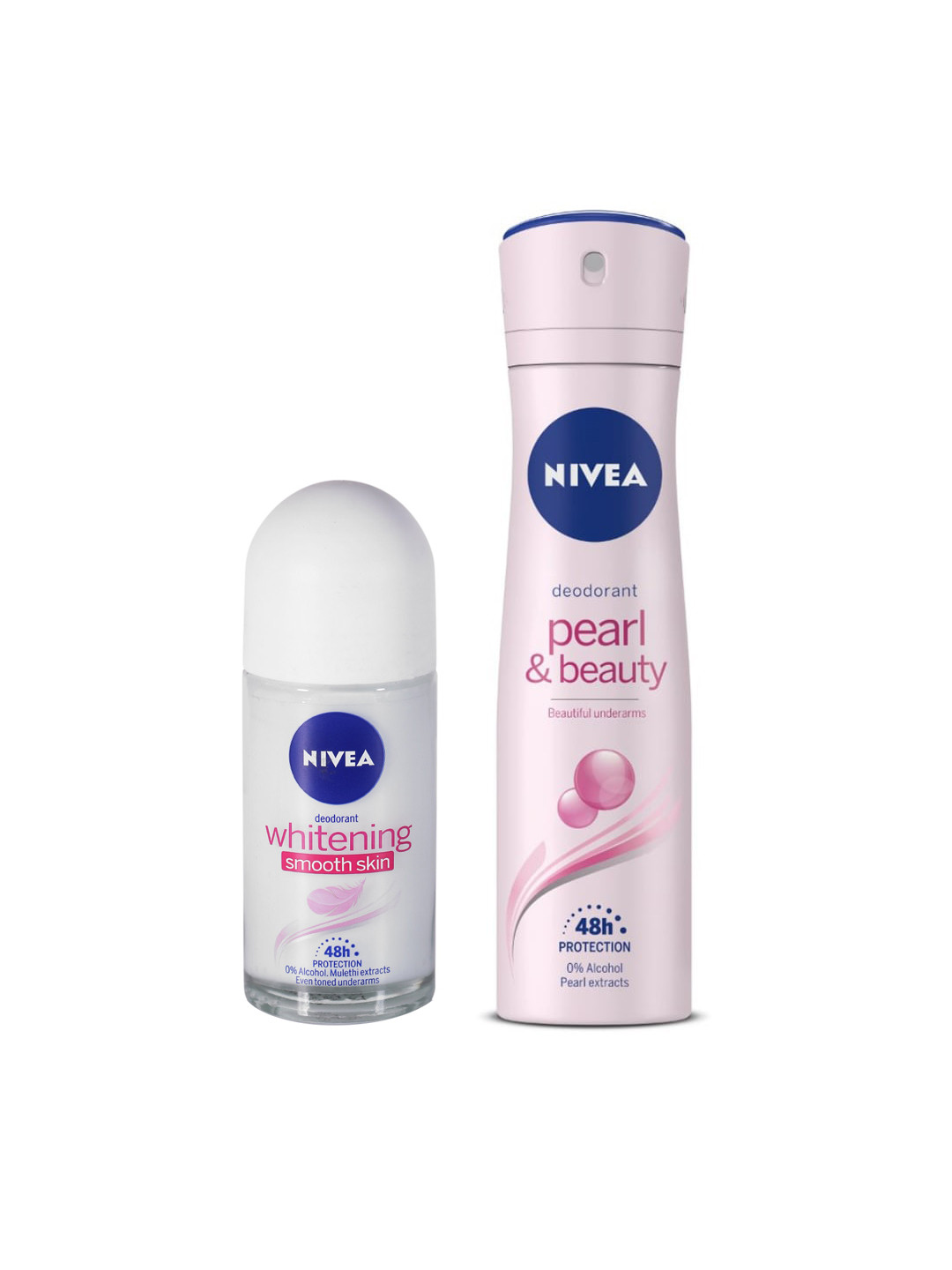 

Nivea Women Set of Pearl & Beauty 48h Deodorant with Whitening Smooth Skin Roll-On, White