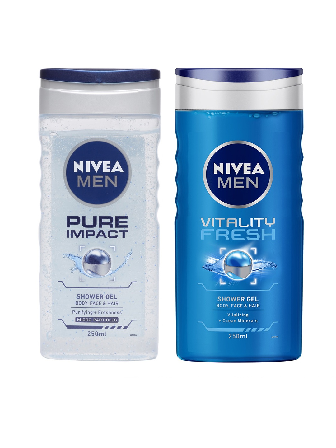 

Nivea Men Set of Vitality Fresh & Pure Impact 3-in-1 Shower Gels, Blue