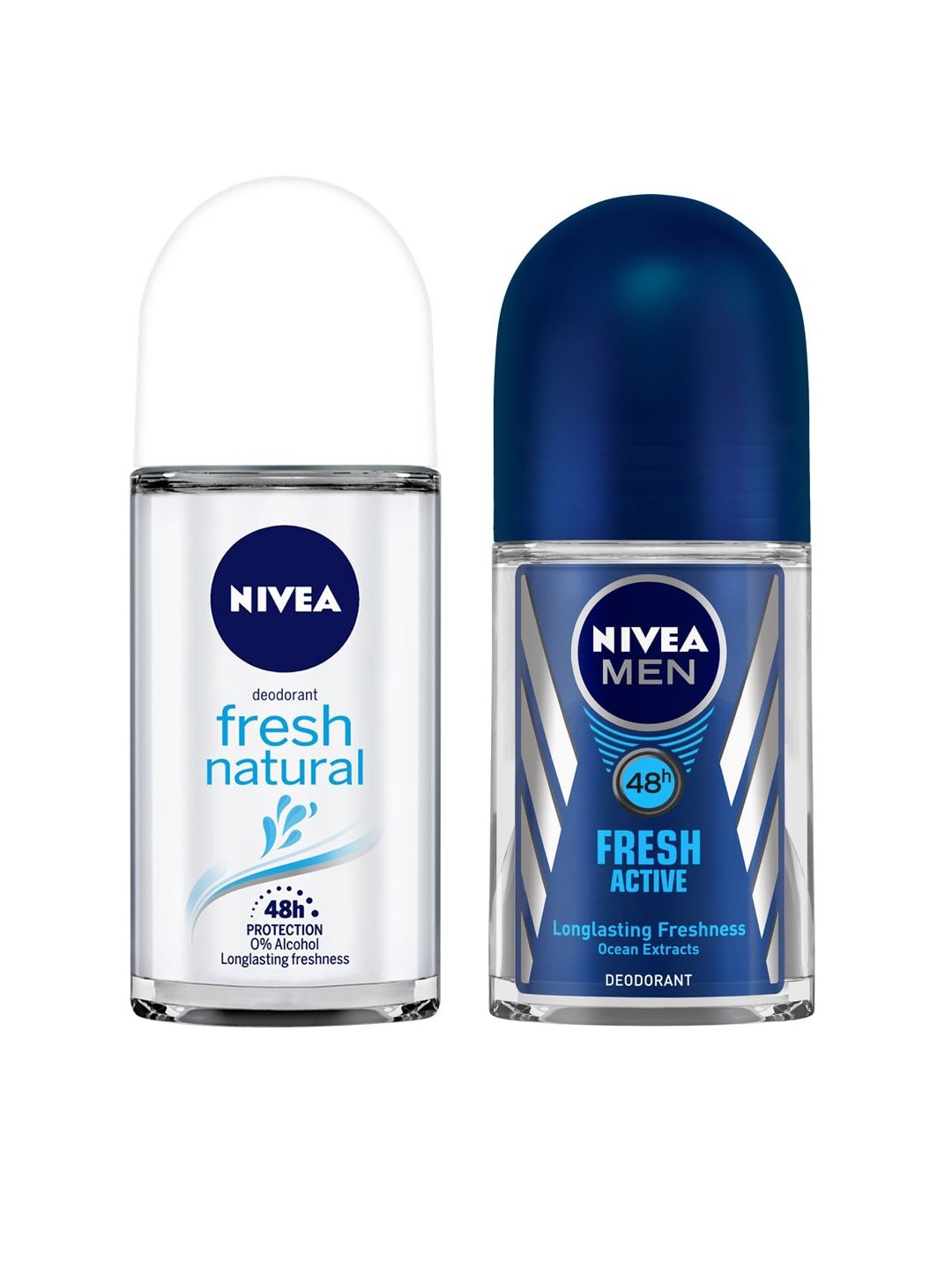

Nivea Unisex Set of Fresh Natural & Fresh Active Roll-On Deodorants, White