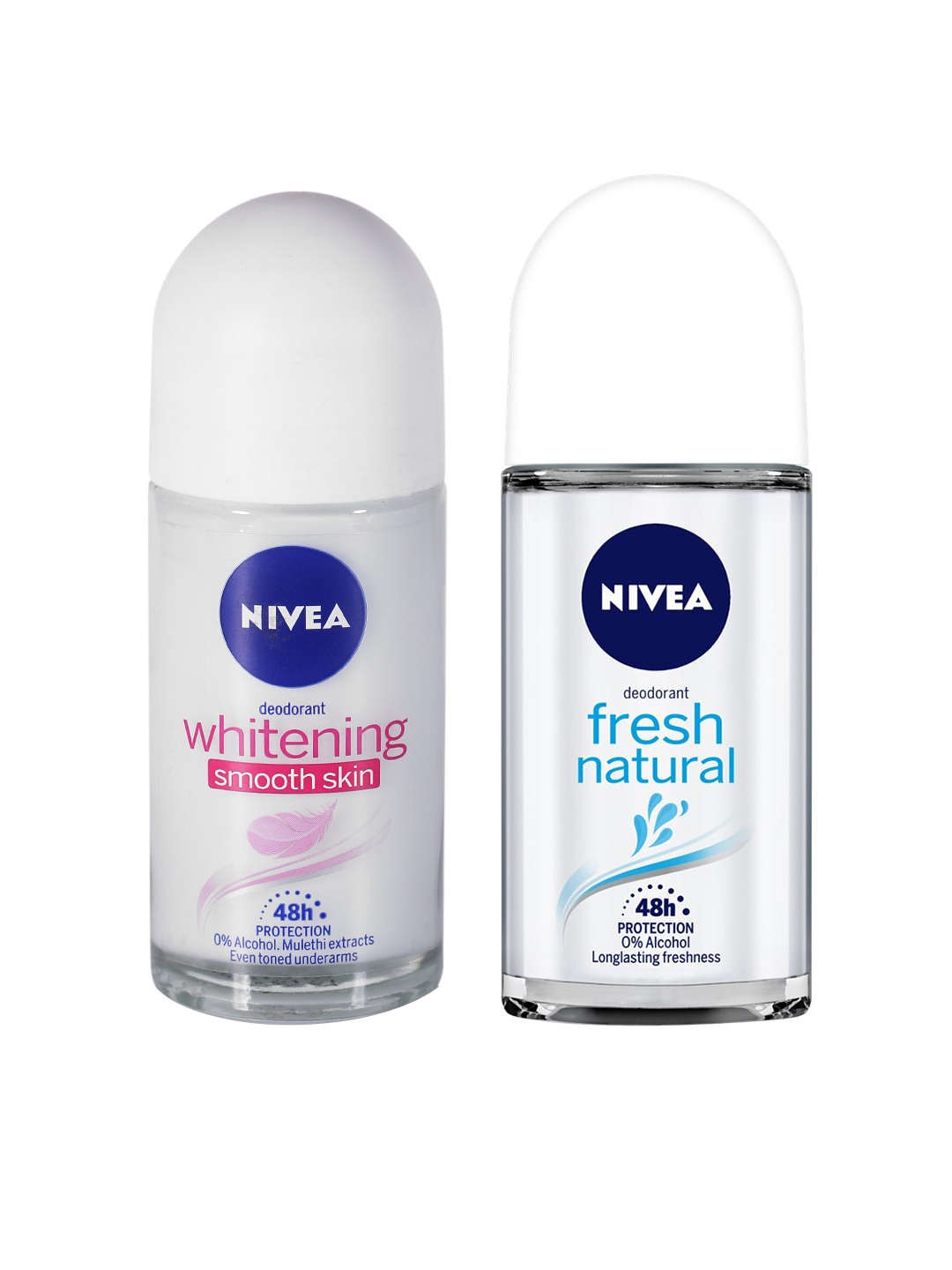 

Nivea Set of Fresh Natural & Whitening Smooth Skin Roll-On Deodorants, White