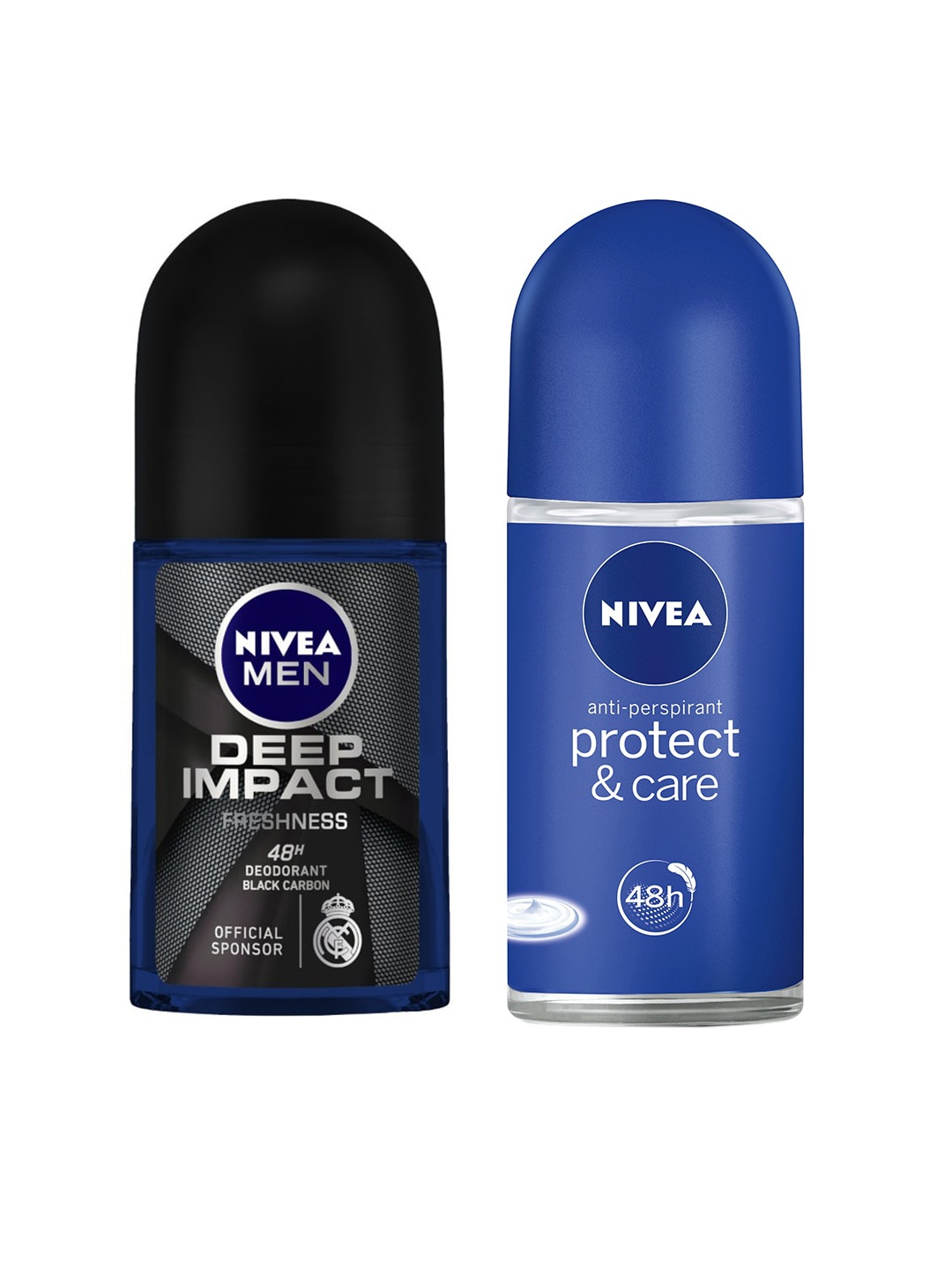 

Nivea Unisex Set of Deep Impact with Protect & Care Roll-On Deodorants, Black