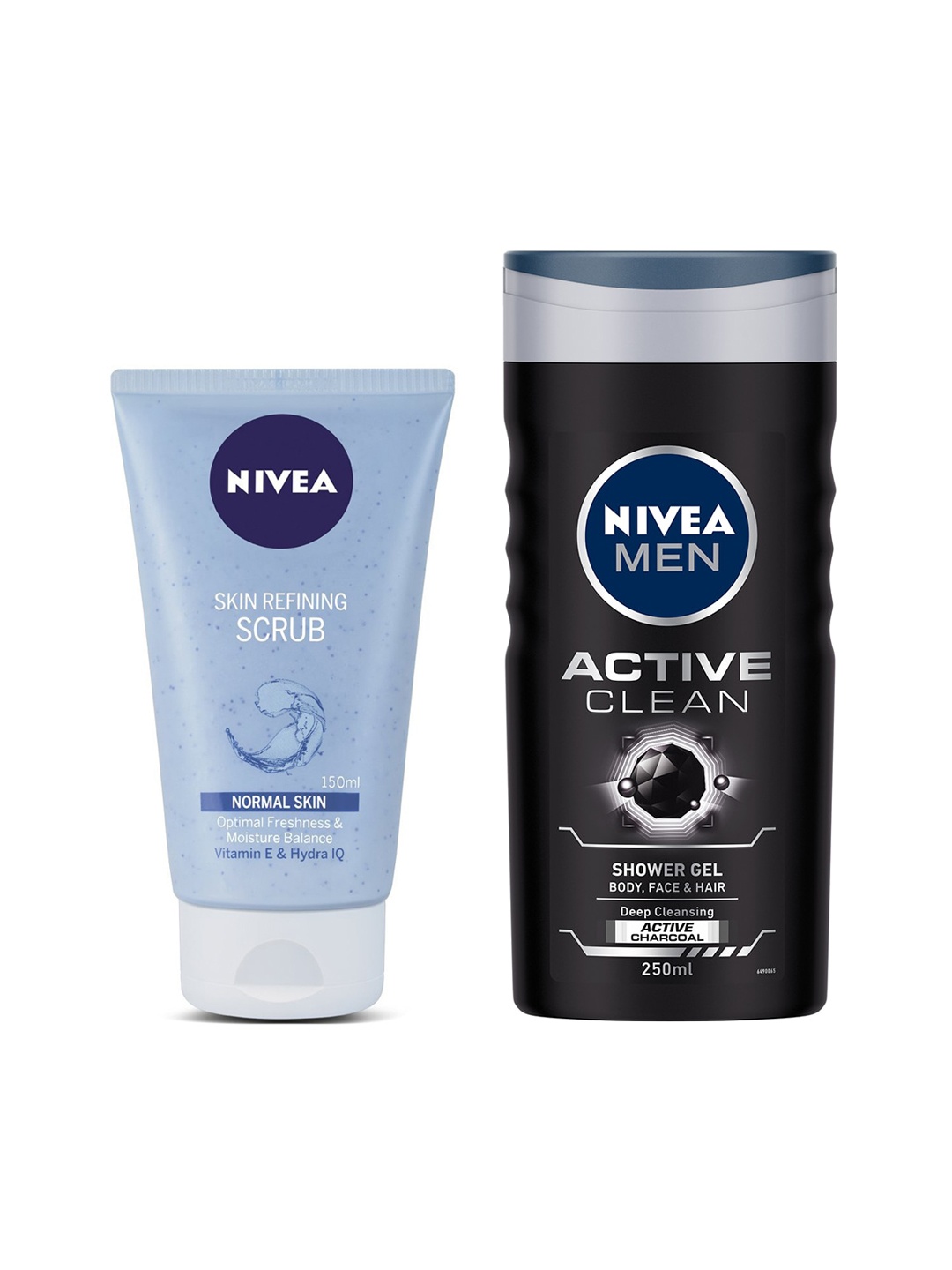 

Nivea Set of Skin Refining Scrub & Active Clean 3-in-1 Shower Gel, Blue