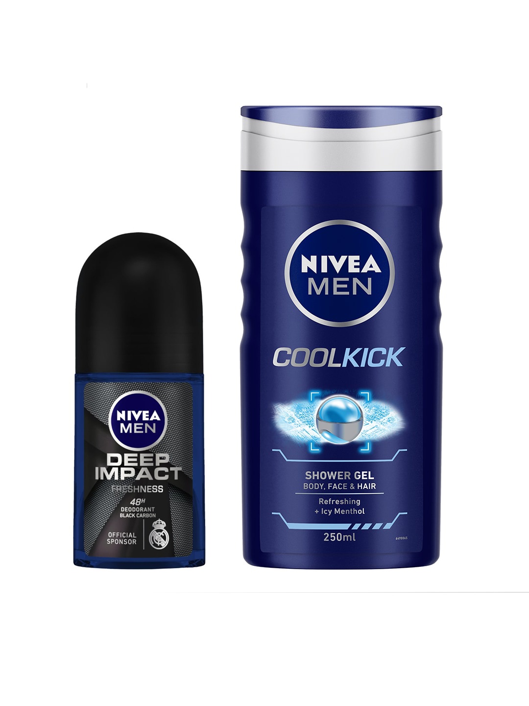 

Nivea Men Set of Deep Impact Roll-On Deodorant & CoolKick 3-in-1 Shower Gel, Black