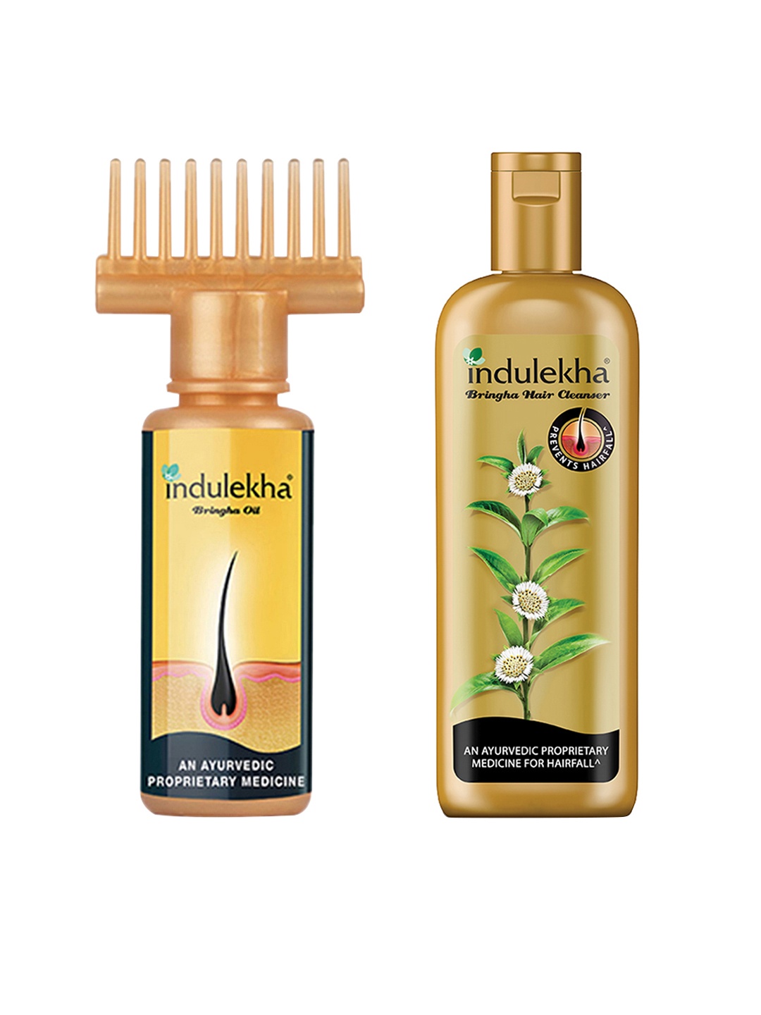 

indulekha Set of Bringha Anti-Hairfall Hair Cleanser Shampoo & Hair Oil, Mustard