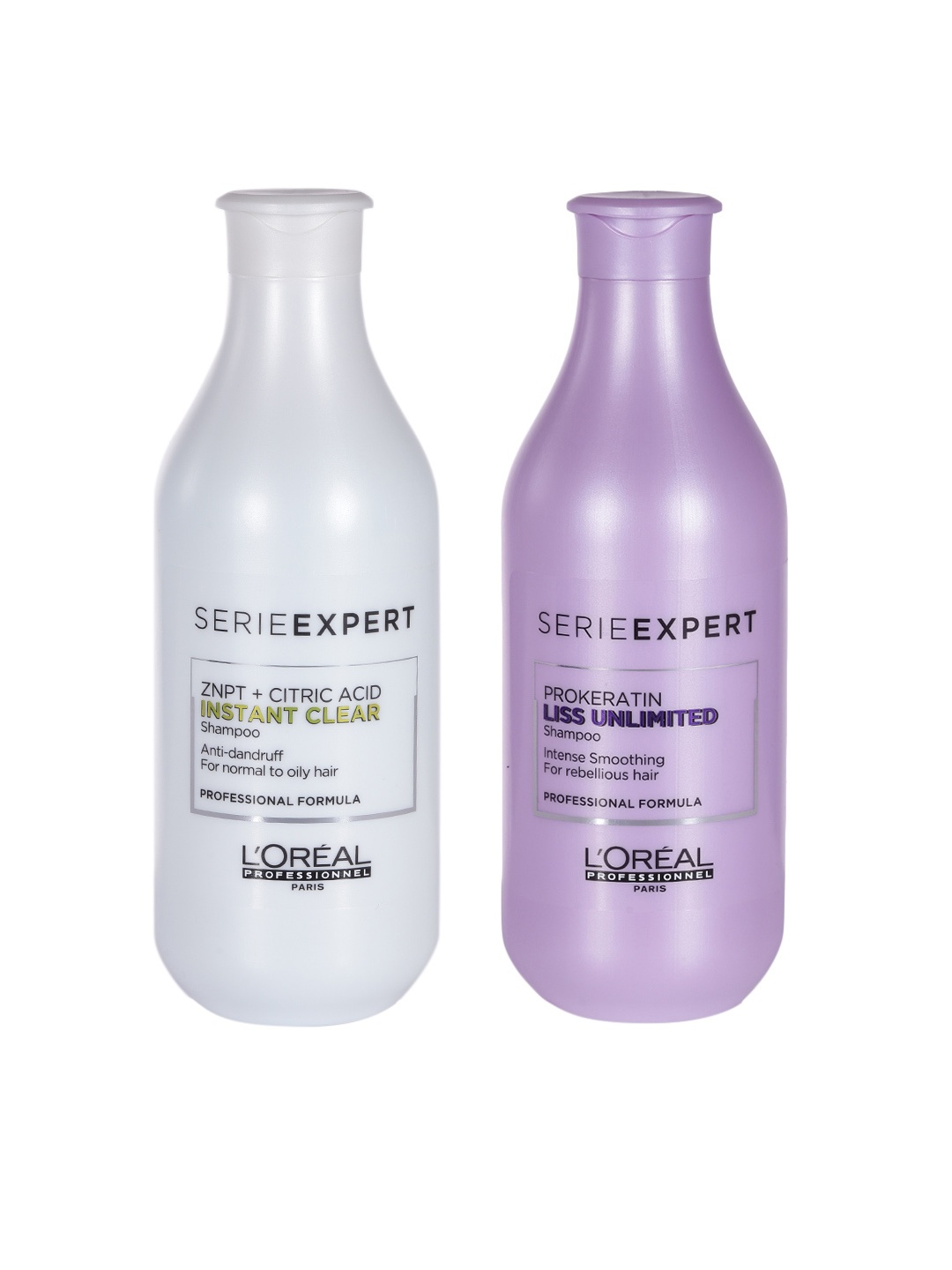 

LOreal Professionnel Set of Instant Clear ZNPT Shampoo & Liss Unlimited Shampoo, White
