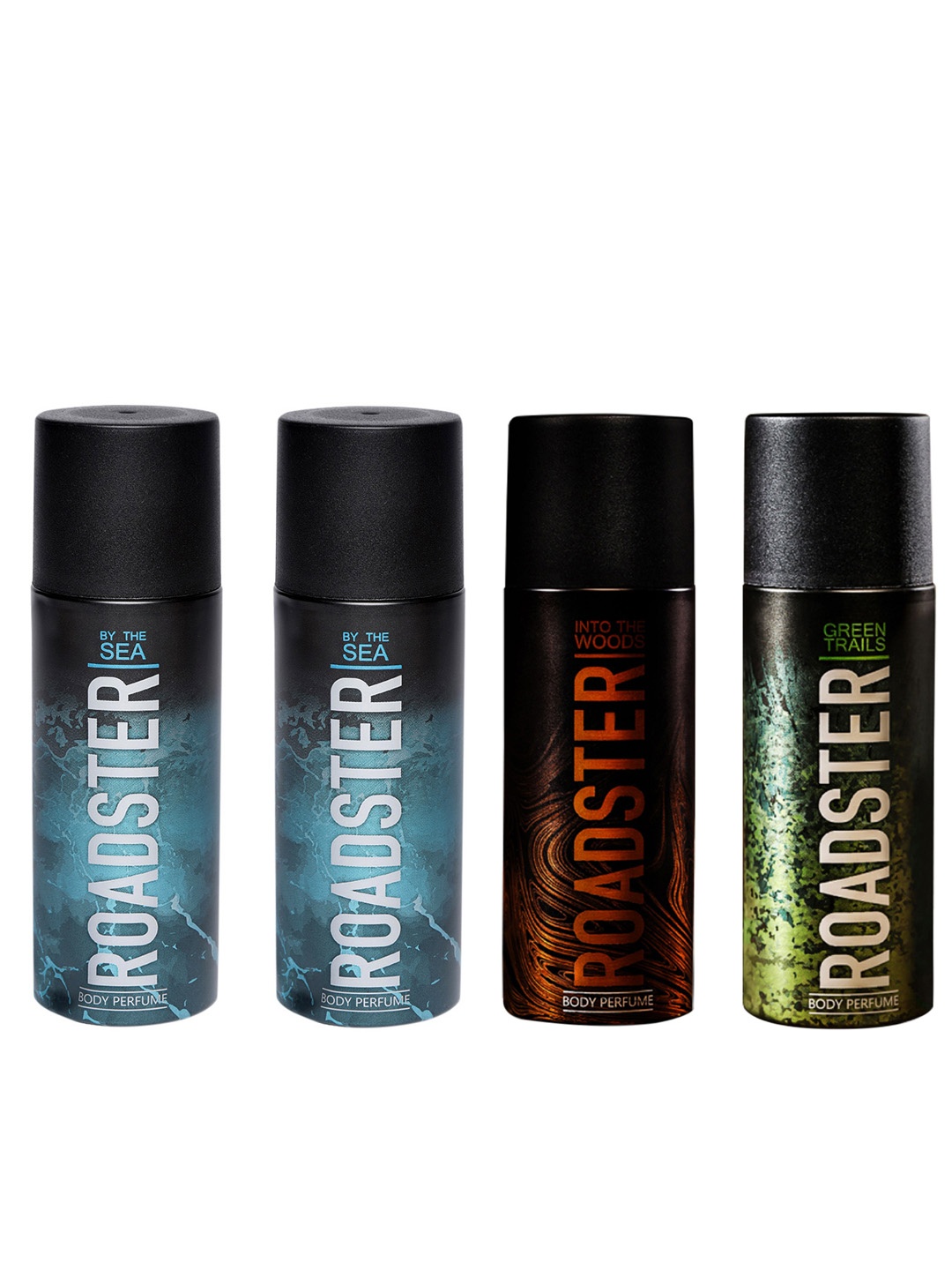 

Roadster Men Set of 4 Body Spray- Into The Woods & Green Trails & By The Sea Body Spray, Blue