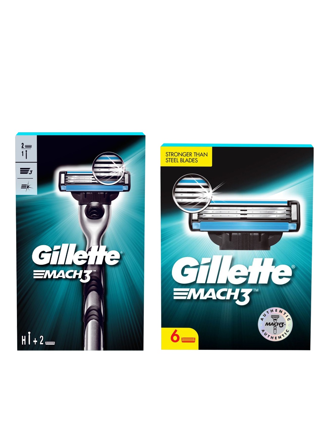 

Gillette Men Mach 3 Shaving Razor + Set of 6 Mach 3 Shaving Blades, Black