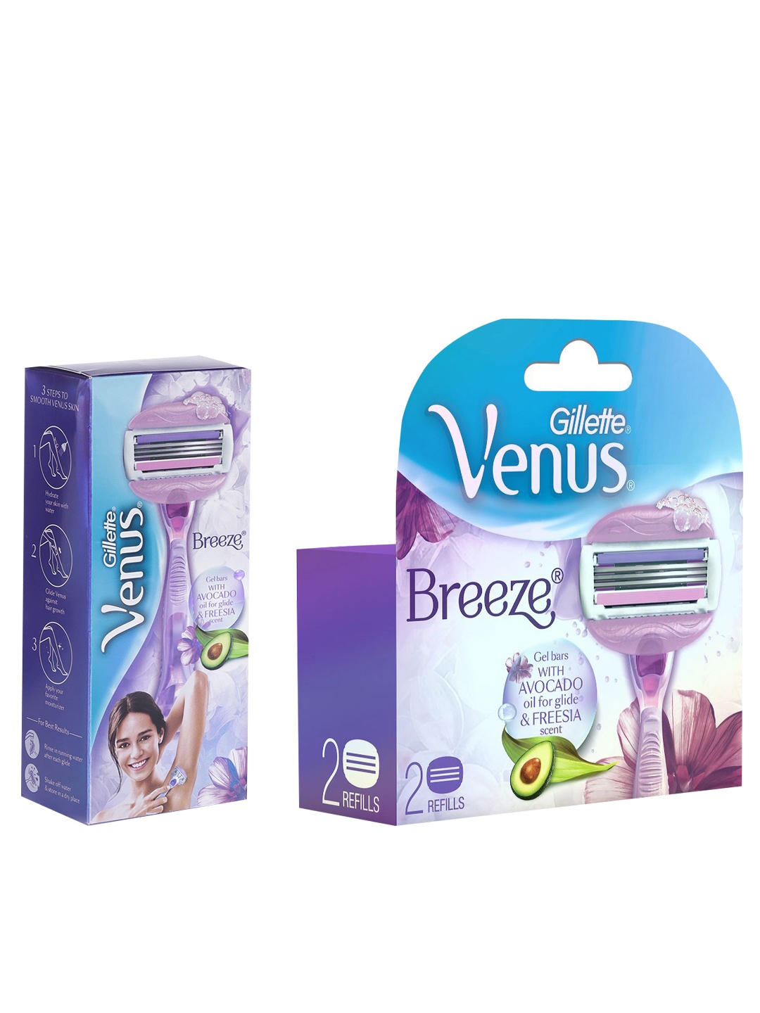 

Gillette Venus Women Breeze Razor with Cartridge + Set of 2 Venus Breeze Razor Blades, Purple