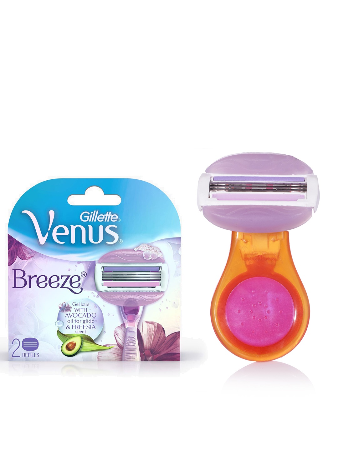 

Gillette Women Venus Snap Hair Remover with 3 Refills & Set of 2 Venus Breeze Razor Blades, Purple