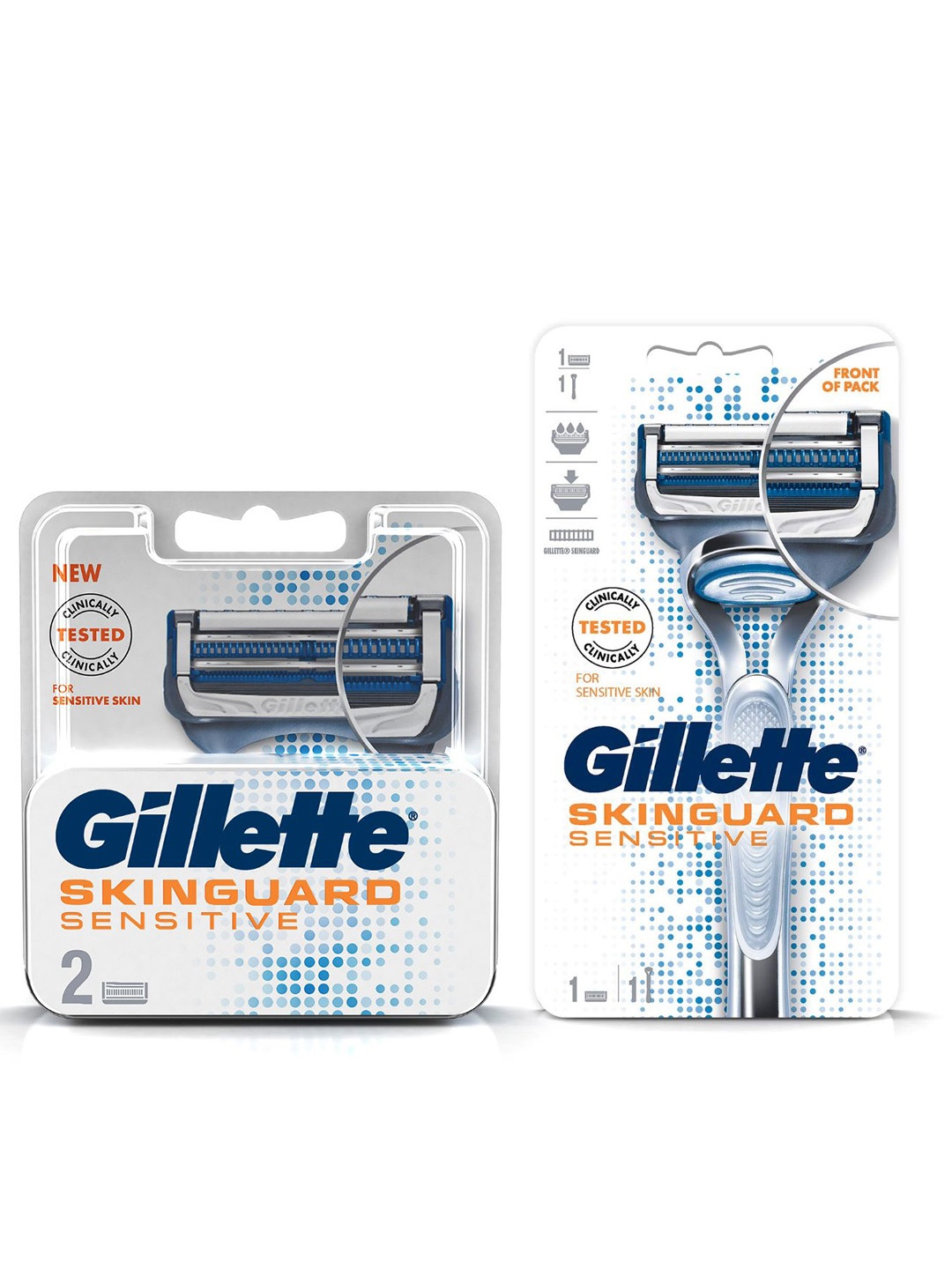 

Gillette Men Set of 2 Skinguard Sensitive Cartridges + Safeguard Sensitive Razor, White