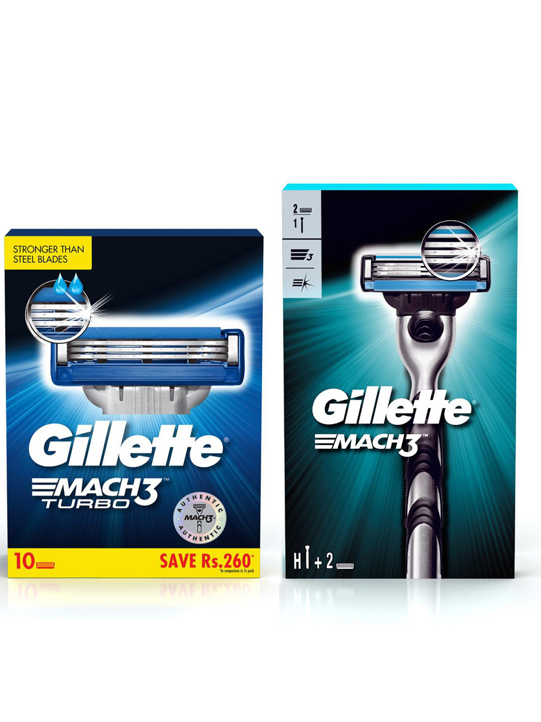 

Gillette Men Set of 11 Mach 3 Turbo Shaving Blade Cartridges & Mach 3 Shaving Razor, Blue