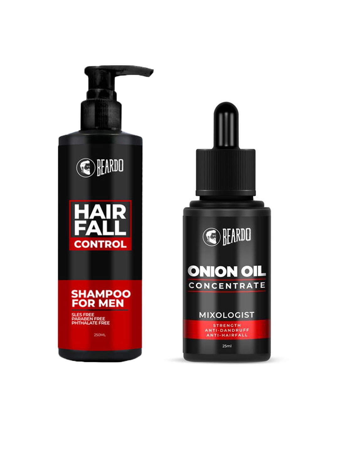 

BEARDO Anti-Dandruff Onion Oil & Hair Fall Control Shampoo Set, Black