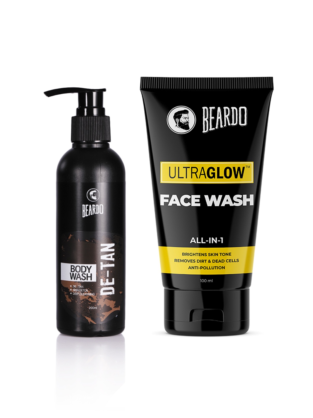 

BEARDO De-Tan Body Wash & Ultraglow All-in-1 Face Wash Set, Black