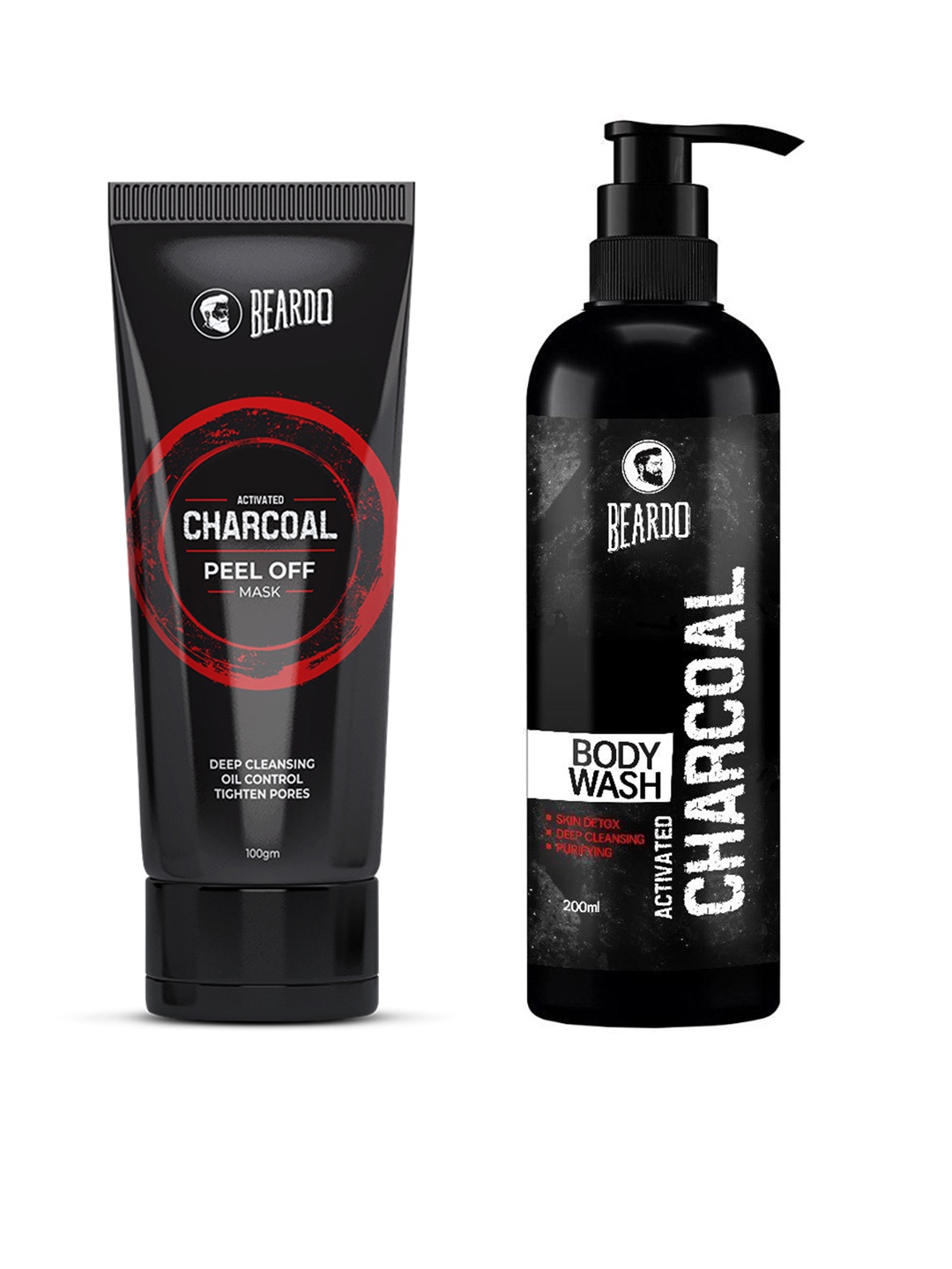 

BEARDO Activated Charcoal Skin Cleansing Rejuvenating Peel-Off Mask & Body Wash Set, Black