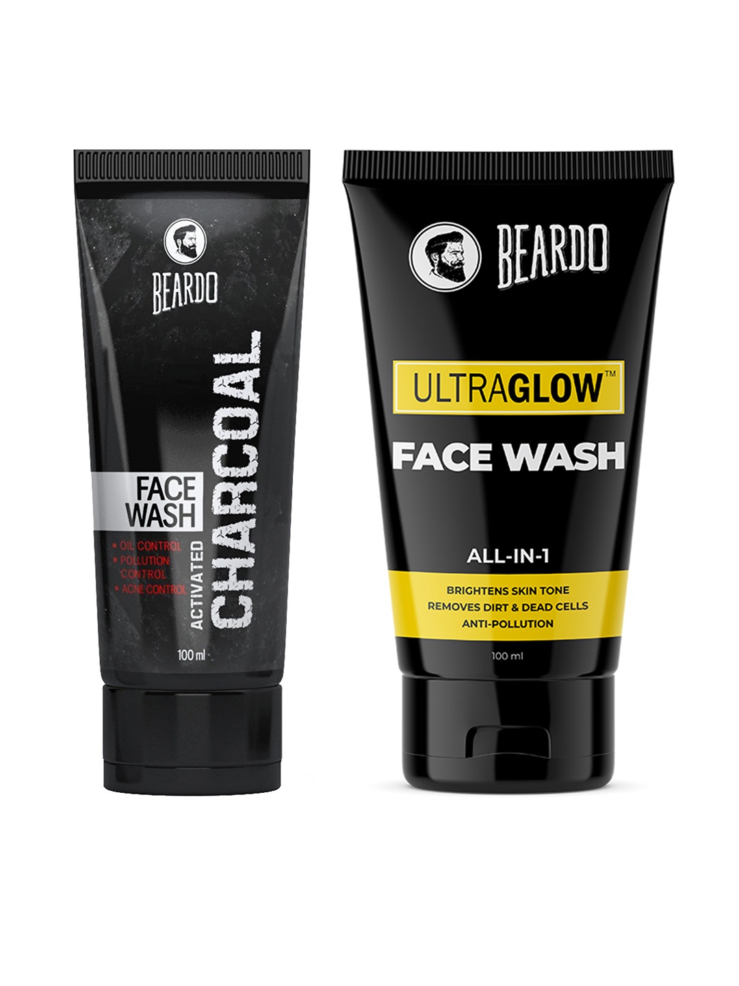 

BEARDO Activated Charcoal Acne Oil-Pollution Control & Ultraglow All-in-1 Face Wash Set, Black