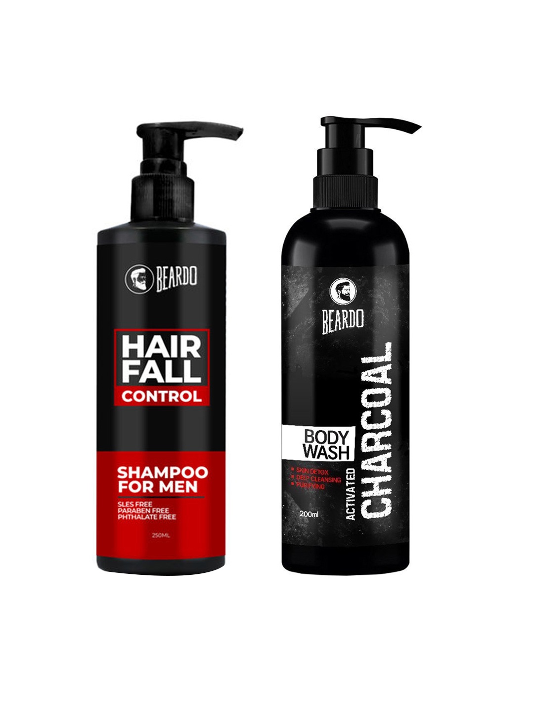 

BEARDO Hair Fall Control Shampoo & Activated Charcoal Body Wash Set, Black