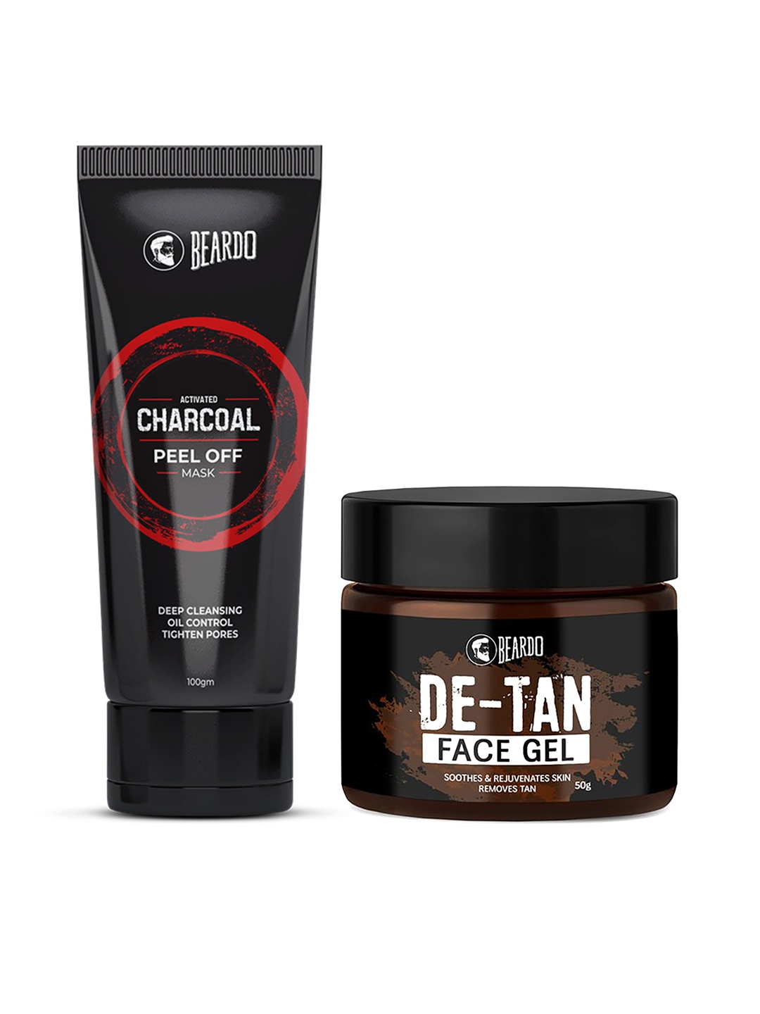 

BEARDO Activated Charcoal Skin Cleansing Rejuvenating Peel-Off Mask & De-Tan Face Gel Set, Black