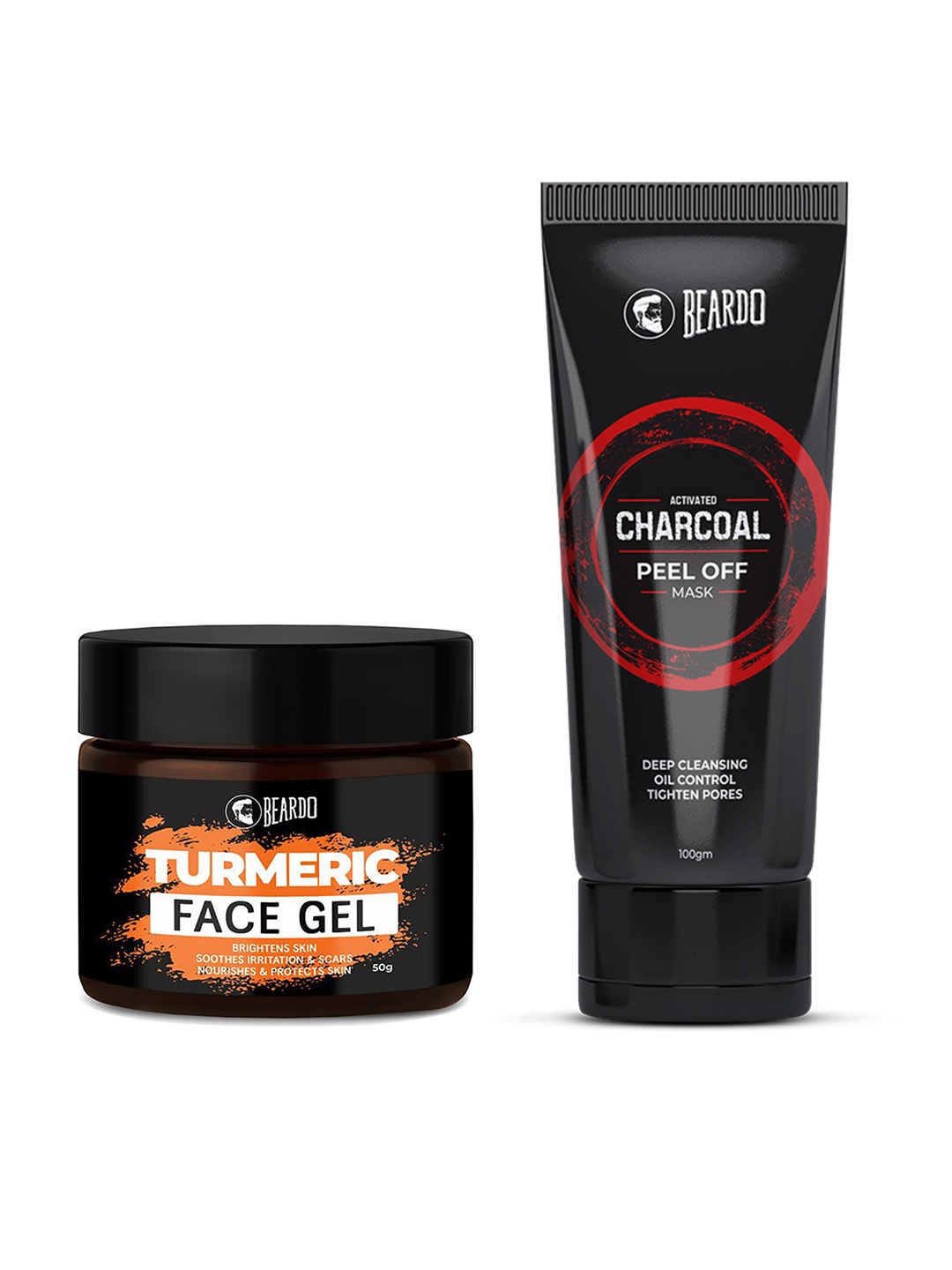 

BEARDO Men Turmeric Face Gel & Activated Charcoal Deep Skin Peel-Off Mask, Black