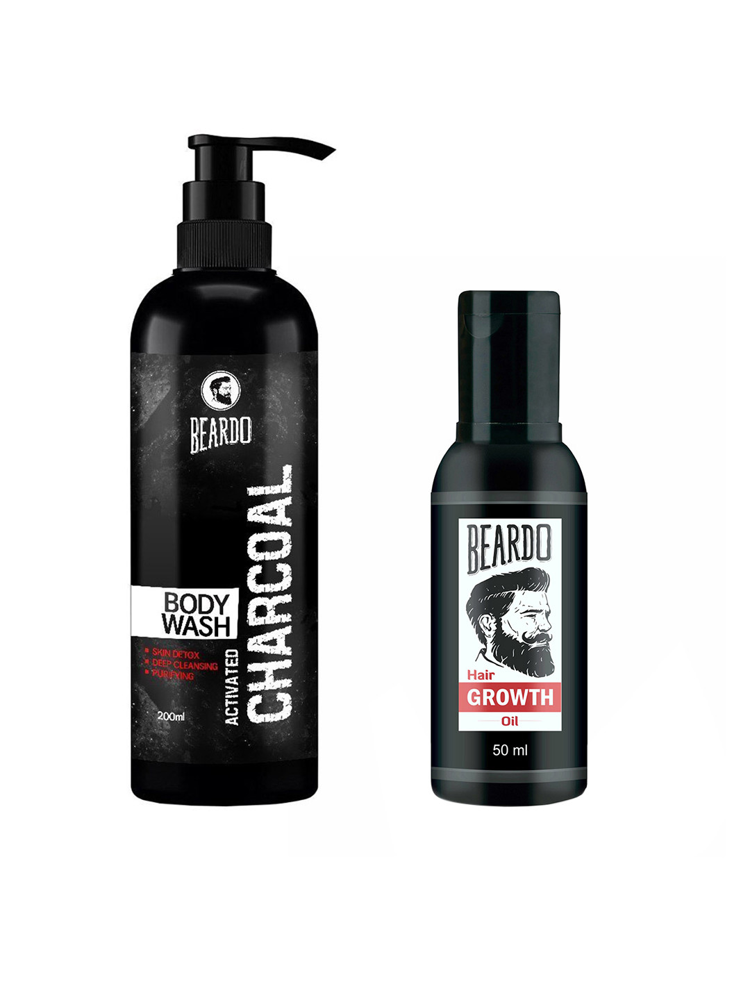

BEARDO Beard & Hair Growth Oil & Activated Charcoal Body Wash 200 ml, Black