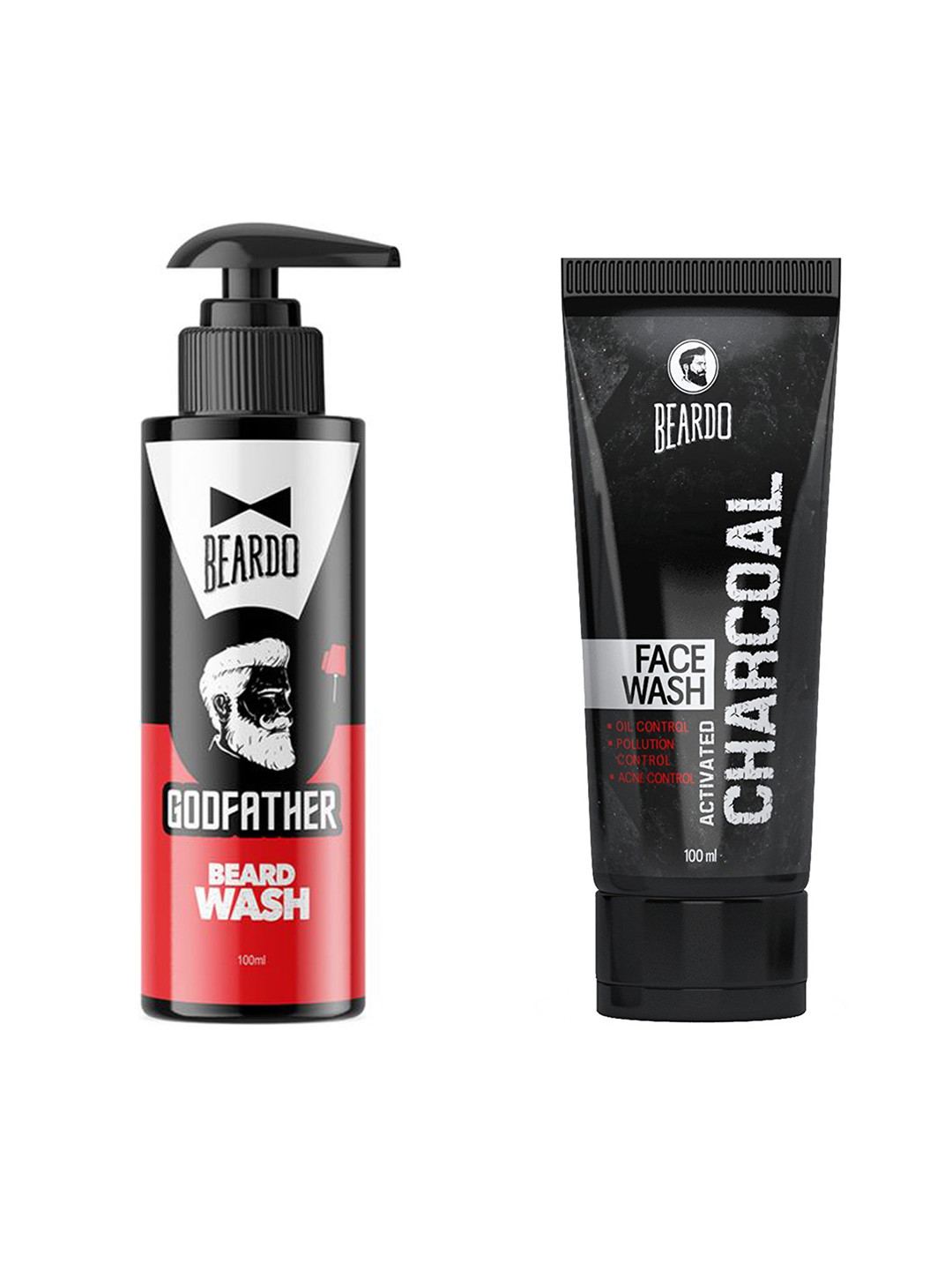 

Beardo Men Activated Charcoal Acne Oil-Pollution Control Face Wash & Godfather Beard Wash, Black