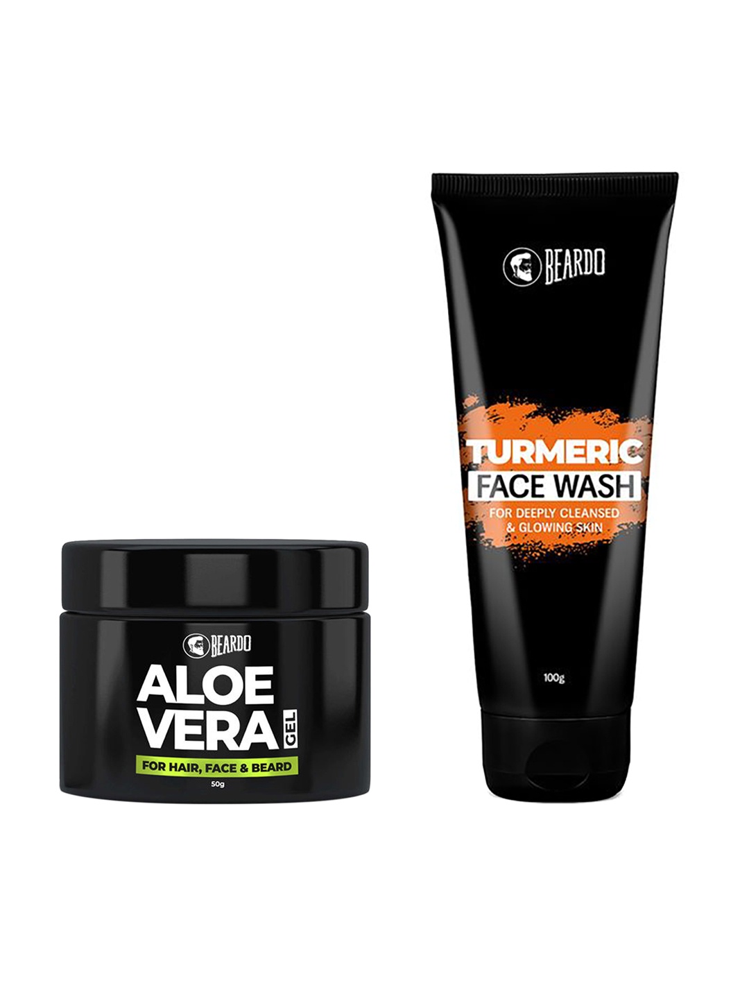 

BEARDO Men Aloe Vera Moisturizer Gel & Turmeric Face Wash, Black