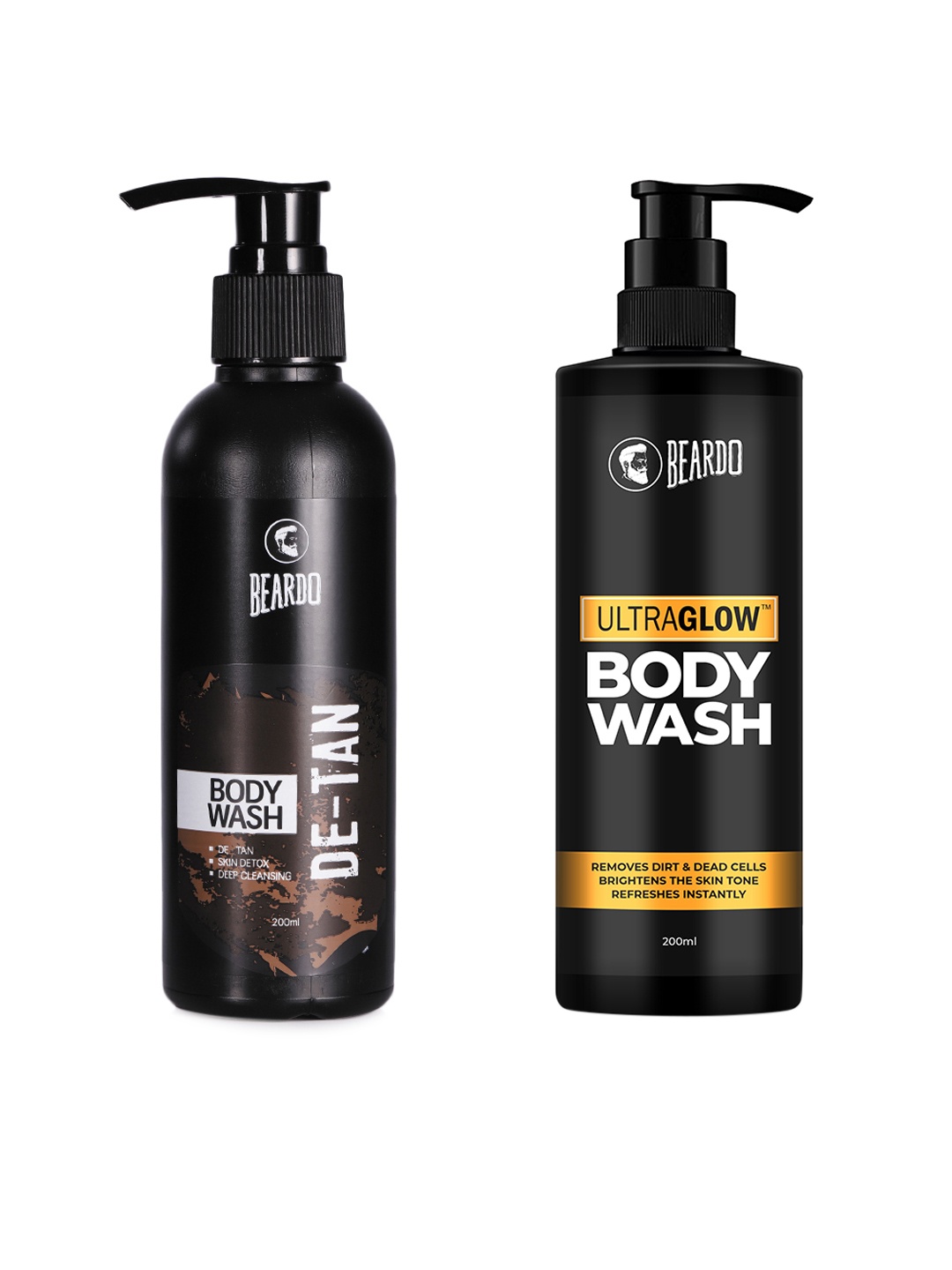 

BEARDO Men De-Tan Body Wash & Ultraglow Bodywash, Black