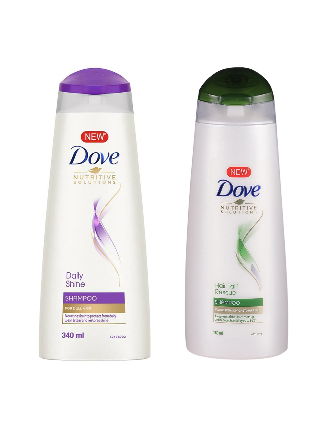 

Dove Unisex Hair Therapy Daily Shine Shampoo & Hair Fall Rescue Shampoo, White
