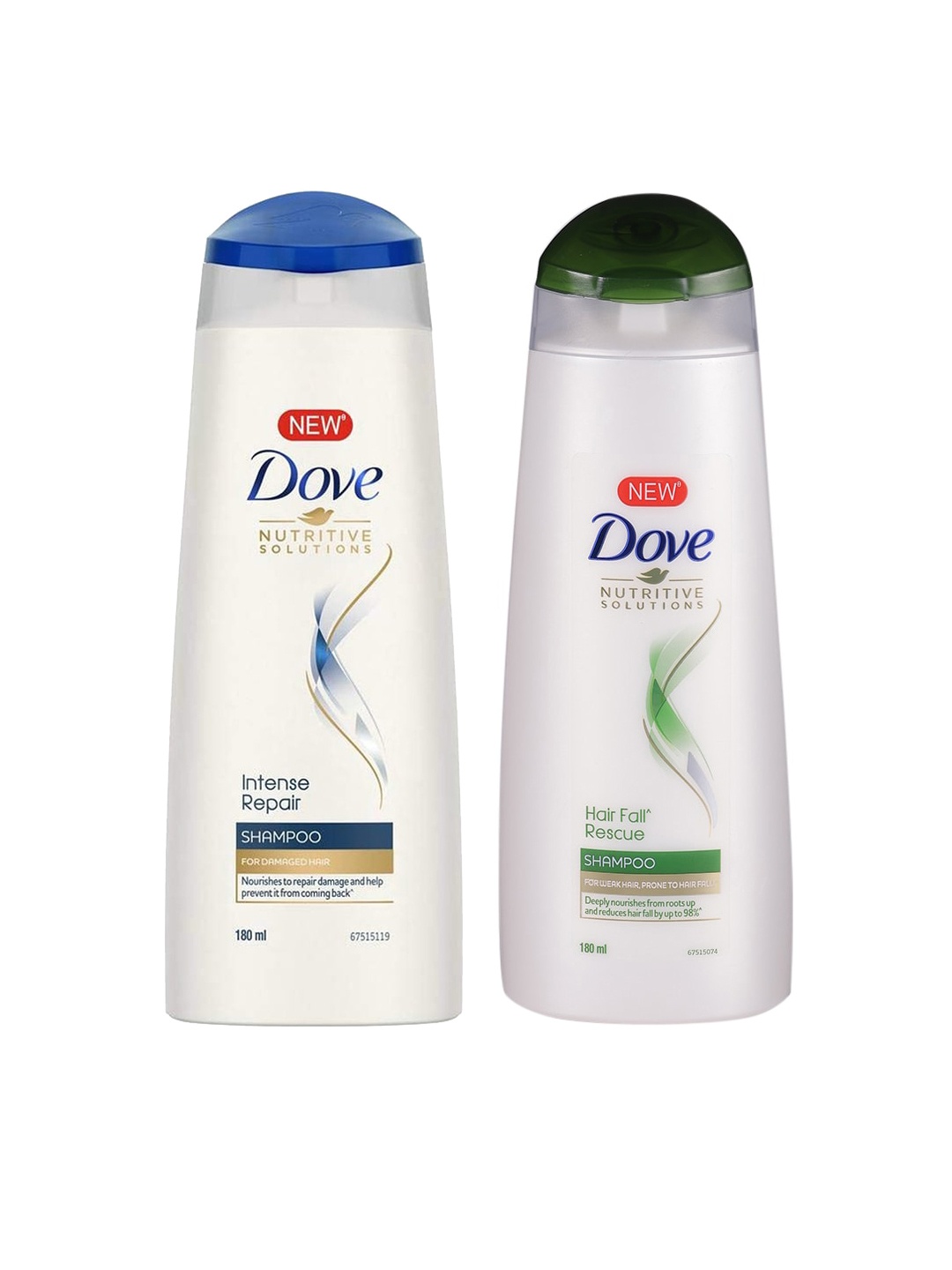 

Dove Unisex Nutritive Solutions Intense Repair Shampoo & air Fall Rescue Shampoo, White