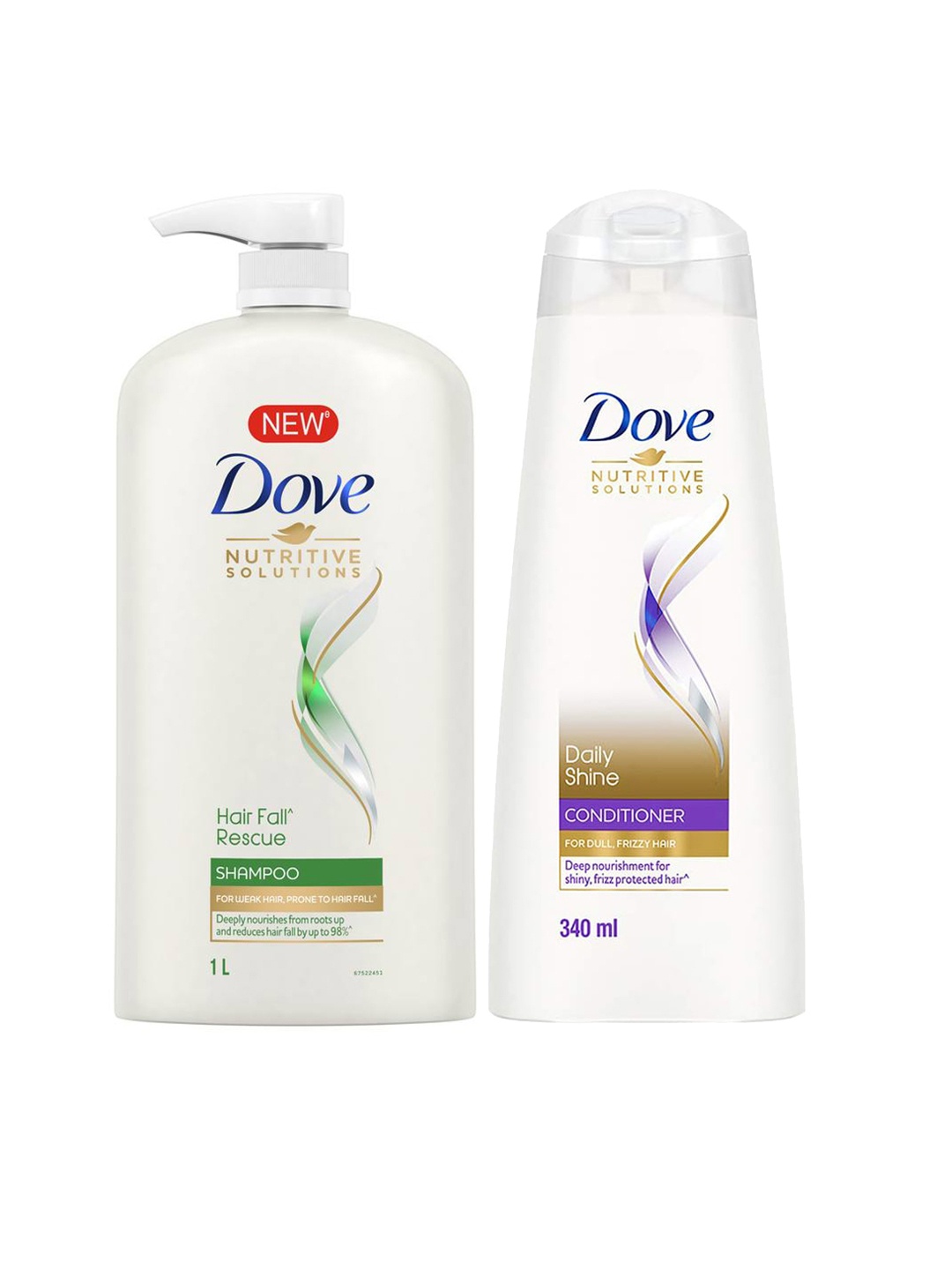 

Dove Hair Fall Rescue Shampoo & Daily Shine Conditioner, White