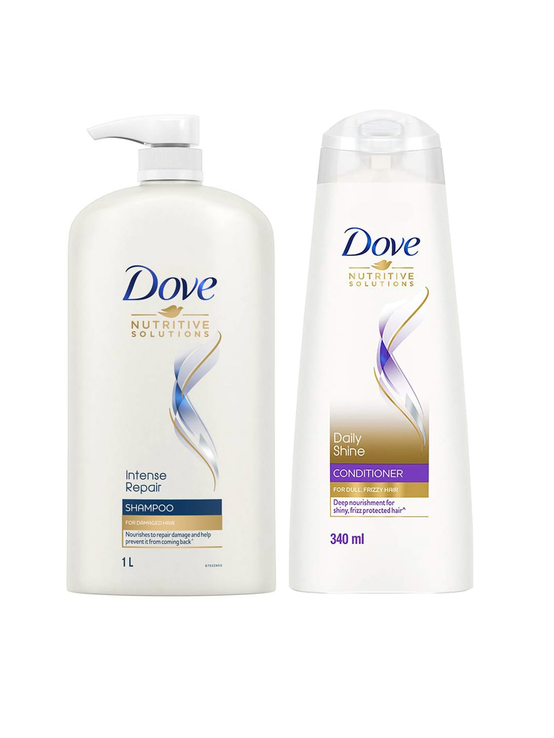 

Dove Intense Repair Shampoo & Daily Shine Conditioner, White