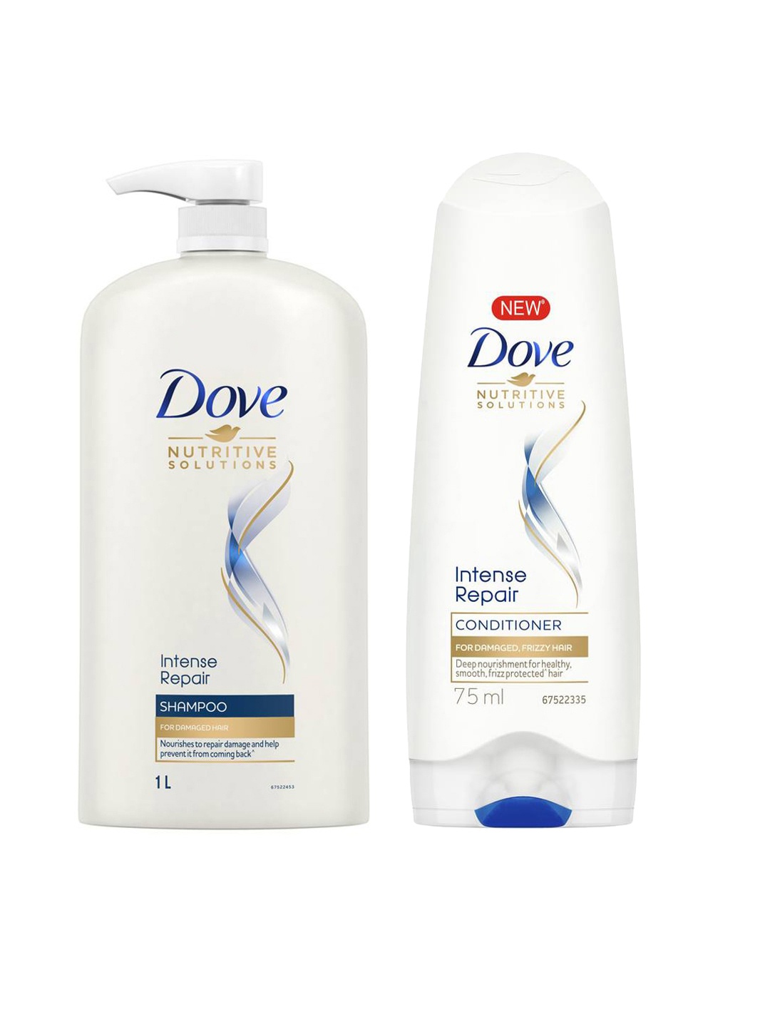 

Dove Set Of Intense Repair Hair Conditioner 75ml & Shampoo 1L, White