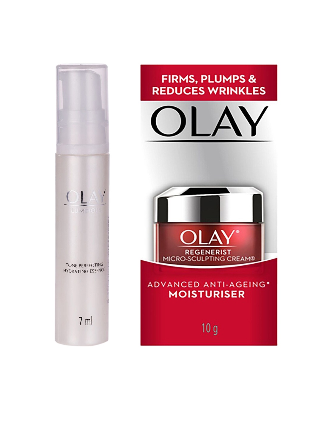 

Olay Women Micro-Sculpting Anti-Ageing Face Cream & Luminous Tone Hydrating Essence Serum, Red