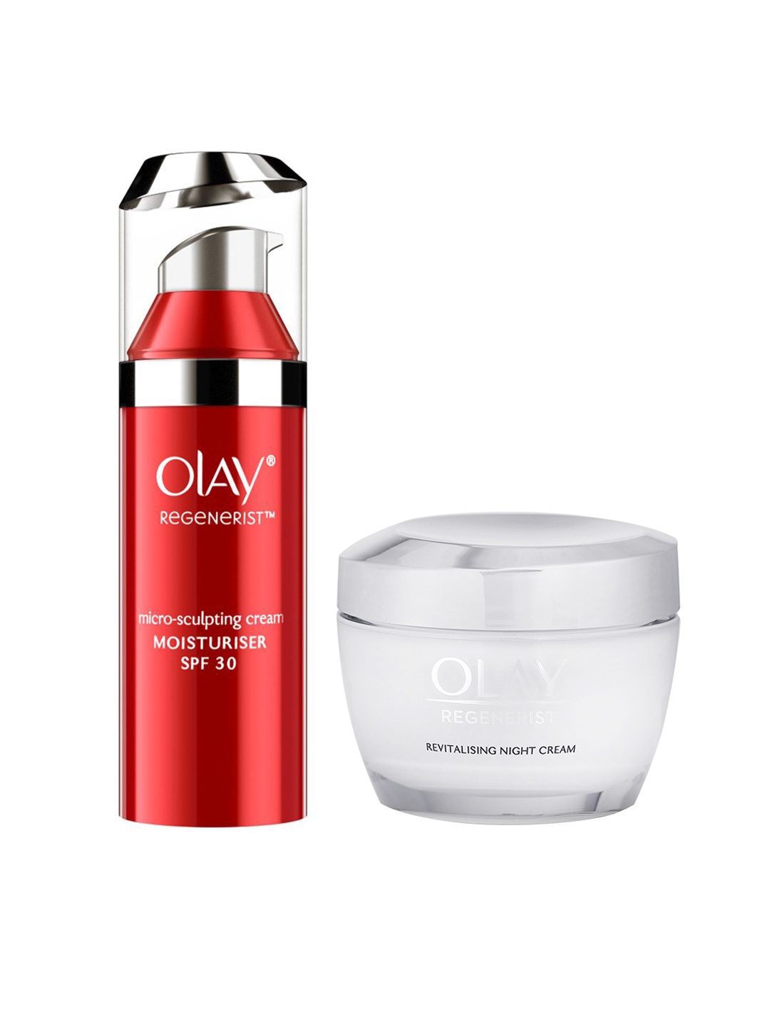 

Olay Set of SPF 30 Anti-Ageing Cream Moisturiser & Revitalising Night Cream, White