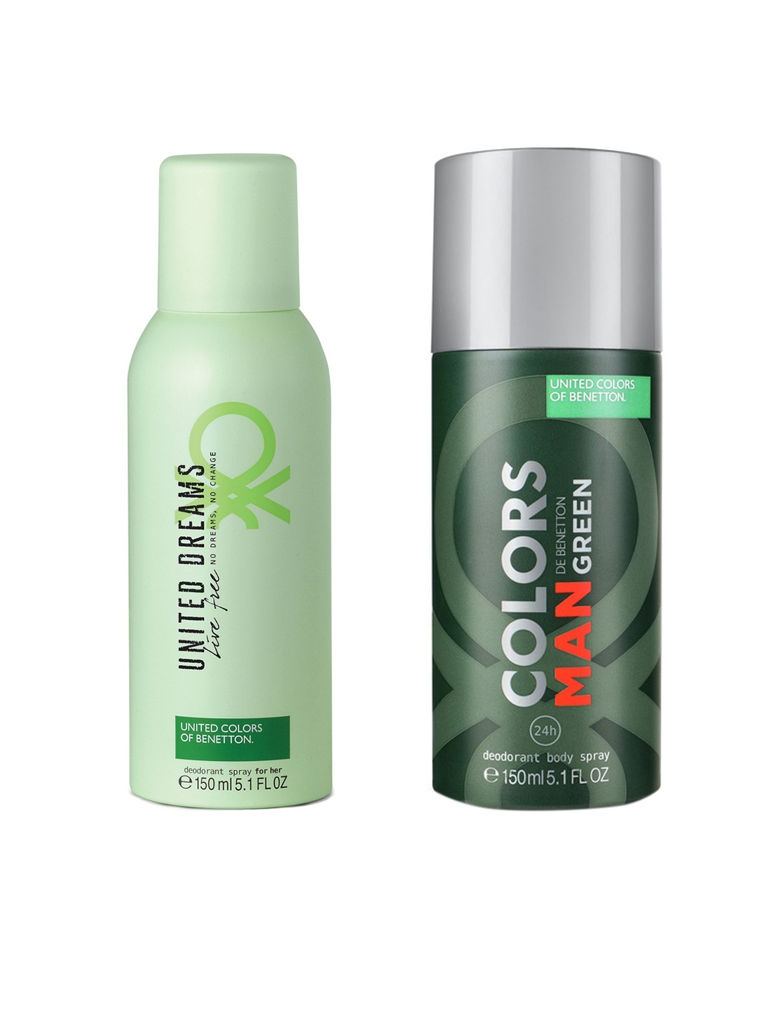 

United Colors of Benetton Set of 2 United Dreams Live Free & Colors Man De Green Deodorant