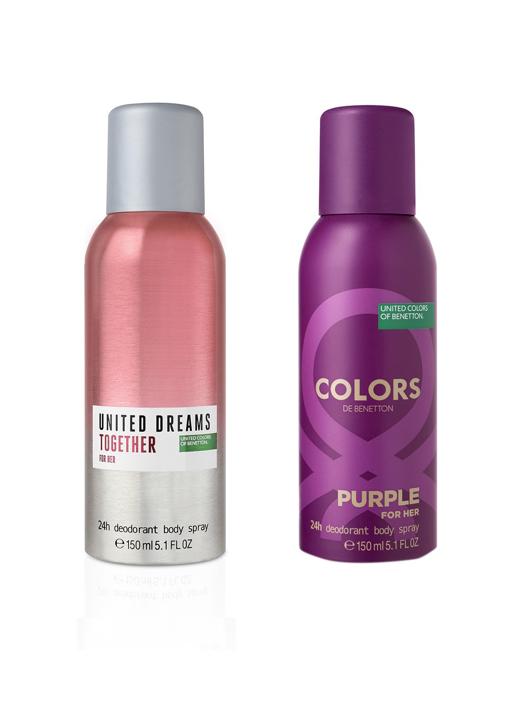 

United Colors of Benetton Set of Together for Her & Colors Purple Deodorant 150 ml Each, Pink