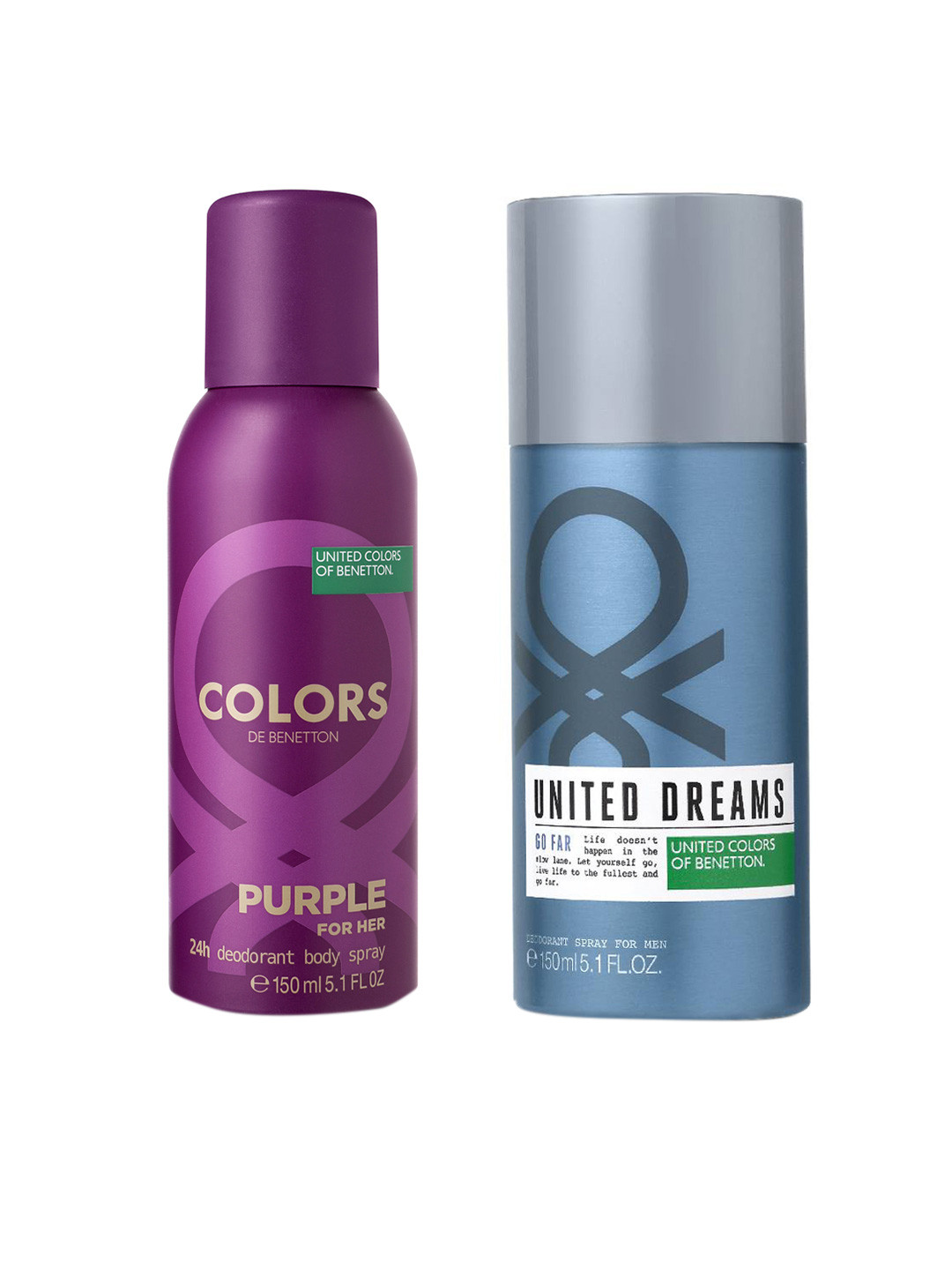 

United Colors of Benetton Set of Men United Dreams & Colors Purple Deodorant 150 ml Each