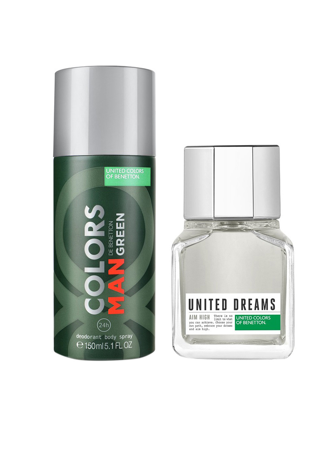 

United Colors of Benetton Men Set of Eau De Toilette & Deodorant Body Spray, Grey