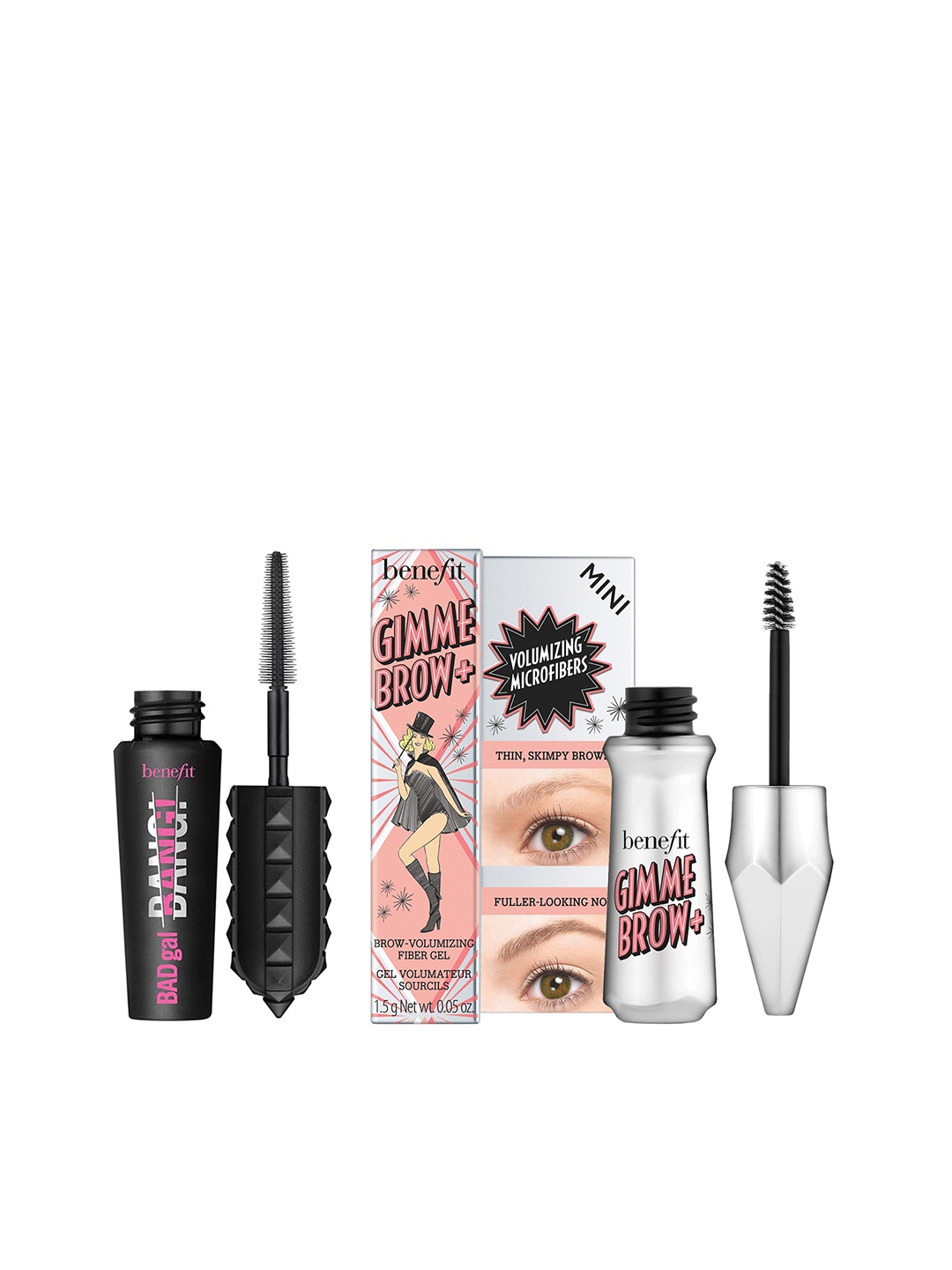 

Benefit Cosmetics Set of Mini Badgal Bang Mascara & Gimme Brow+ Volumizing Eyebrow Gel, Black