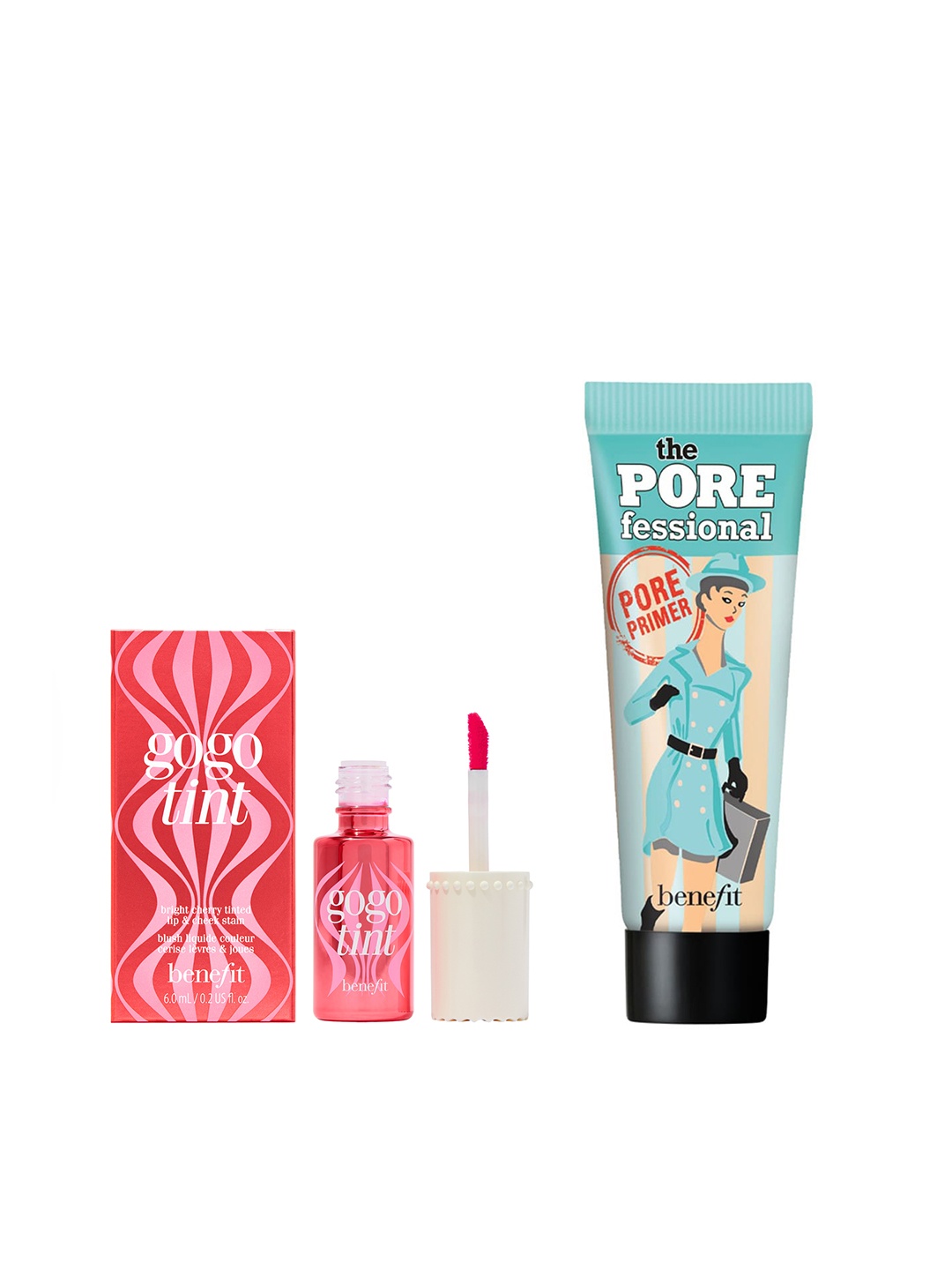 

Benefit Cosmetics Set of Gogotint Cheek & Lip Stain & The Porefessional Mini Pore Primer, Pink