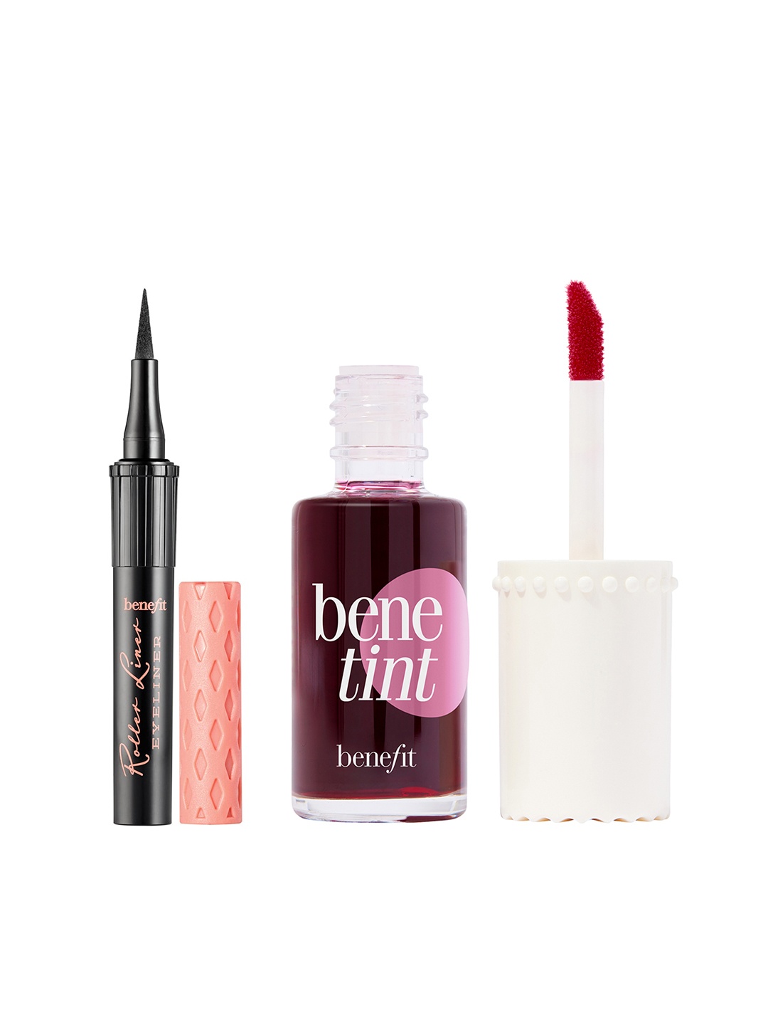 

Benefit Cosmetics Set of Cheek & Lip Stain Benetint & Mini Roller Eyeliner, Pink