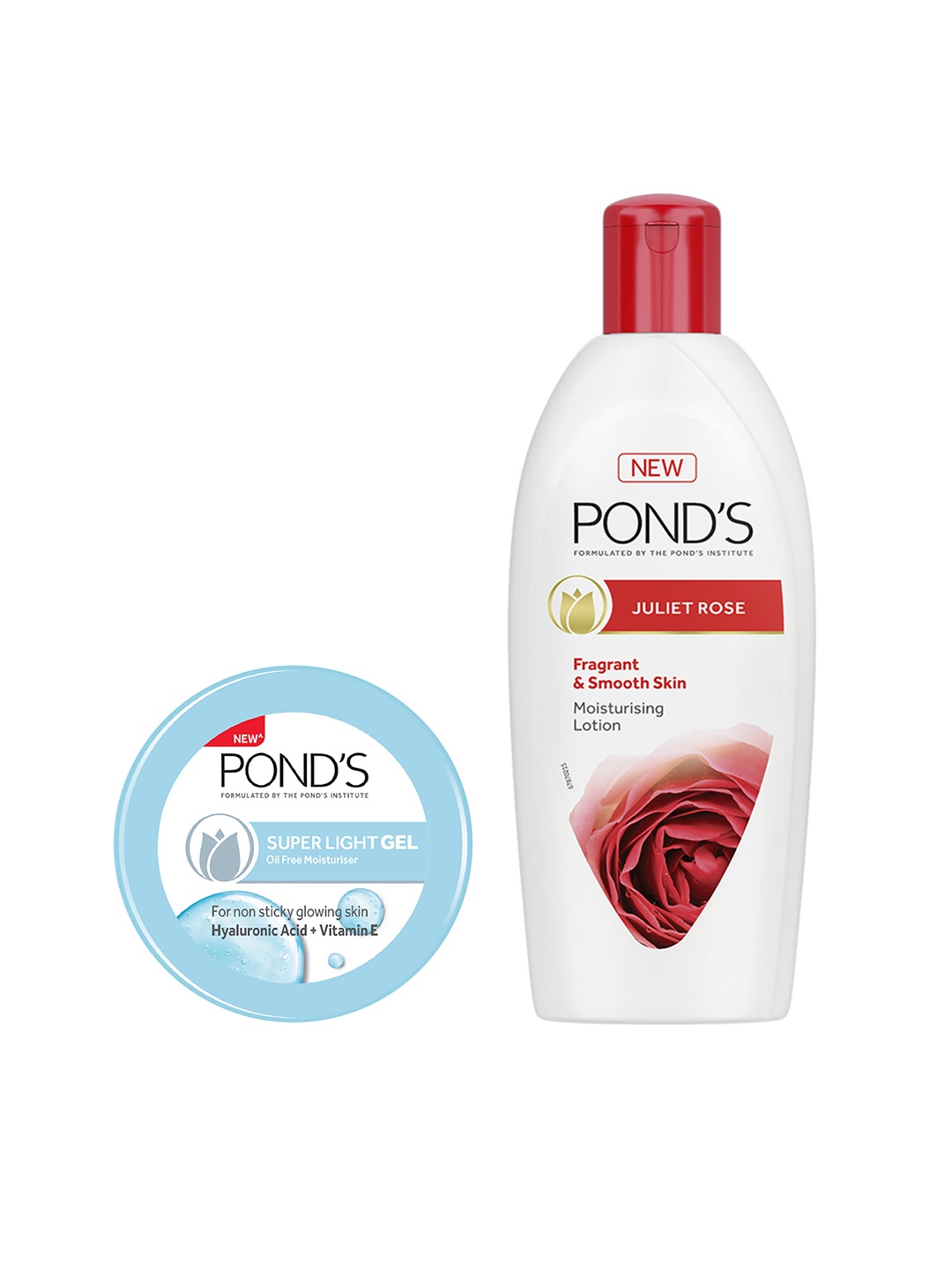 

Ponds Set of Juliet Rose Moistursing Body Lotion & Super Light Gel Oil Free Moisturiser, Blue