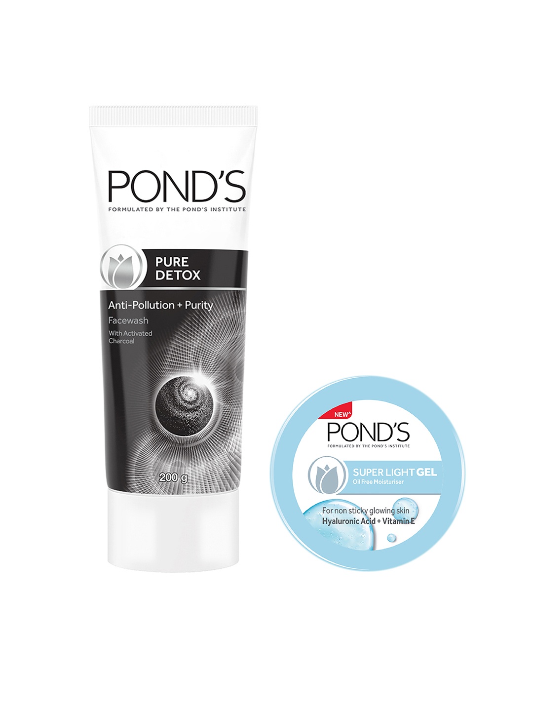 

Ponds Set of Anti Pollution Charcoal Face Wash & Super Light Gel Oil Free Moisturiser, White