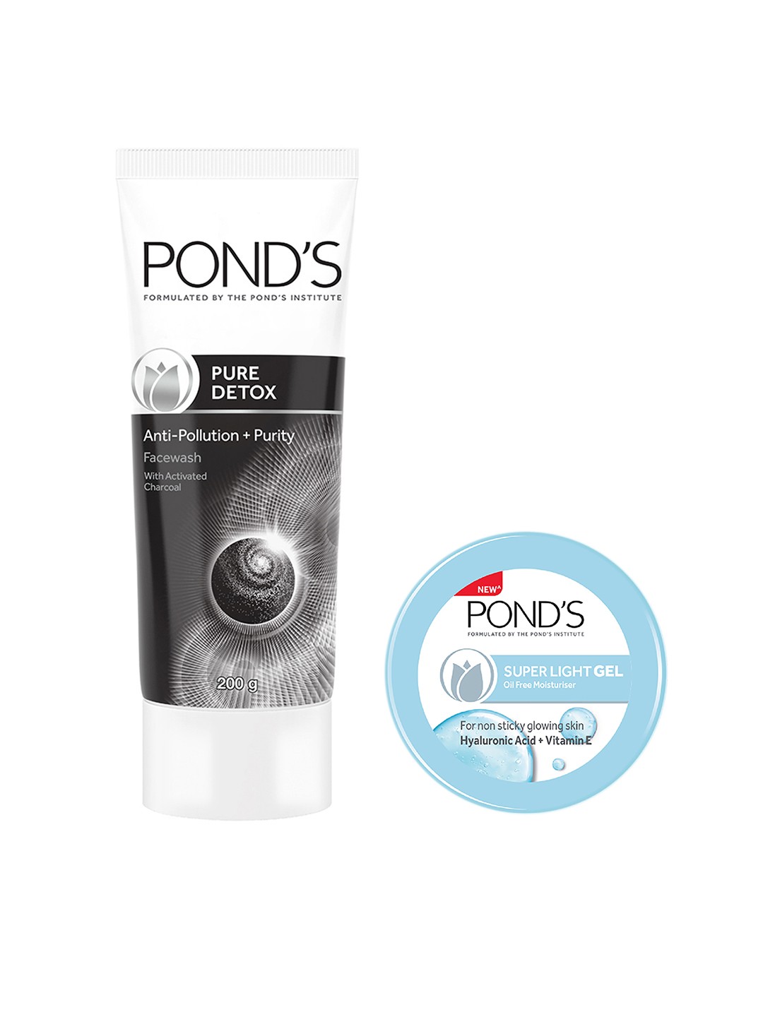 

Ponds Set of Anti Pollution Charcoal Face Wash & Super Light Gel Oil Free Moisturiser, White