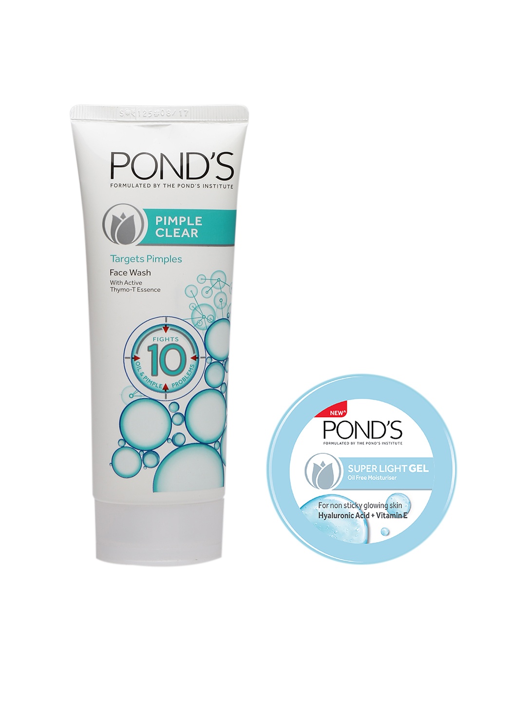 

Ponds Set of Super Light Gel Oil Free Moisturiser & Pimple Clear Face Wash, White