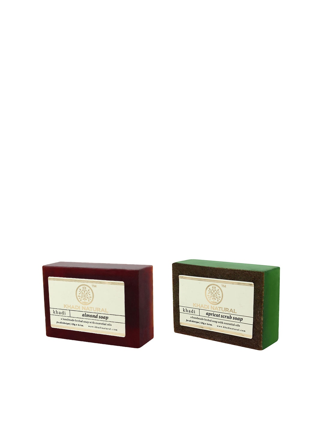 

Khadi Natural Set of Apricot Scrub & Almond Handmade Herbal Soaps, Brown