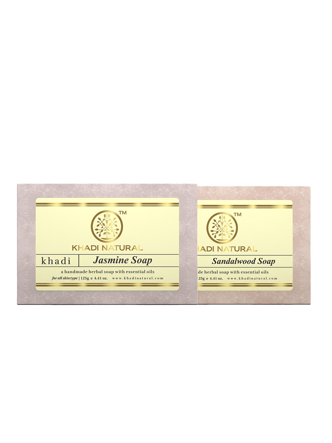 

Khadi Natural Set of Sandalwood & Jasmine Handmade Herbal Soaps, White