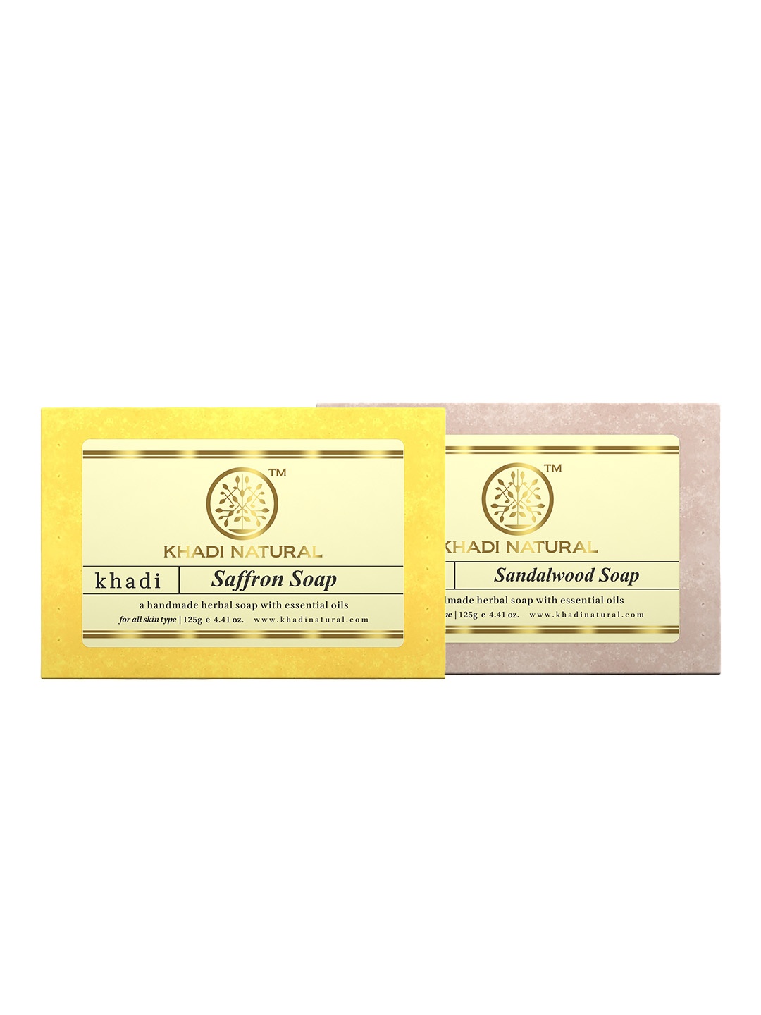 

Khadi Natural Set of Sandalwood & Saffron Handmade Herbal Soaps, Beige