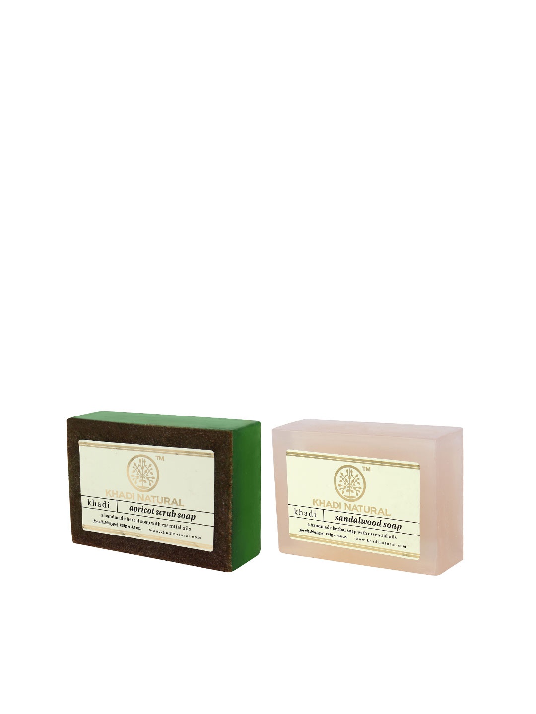 

Khadi Natural Set of Apricot Scrub & Sandalwood Handmade Herbal Soaps, Beige